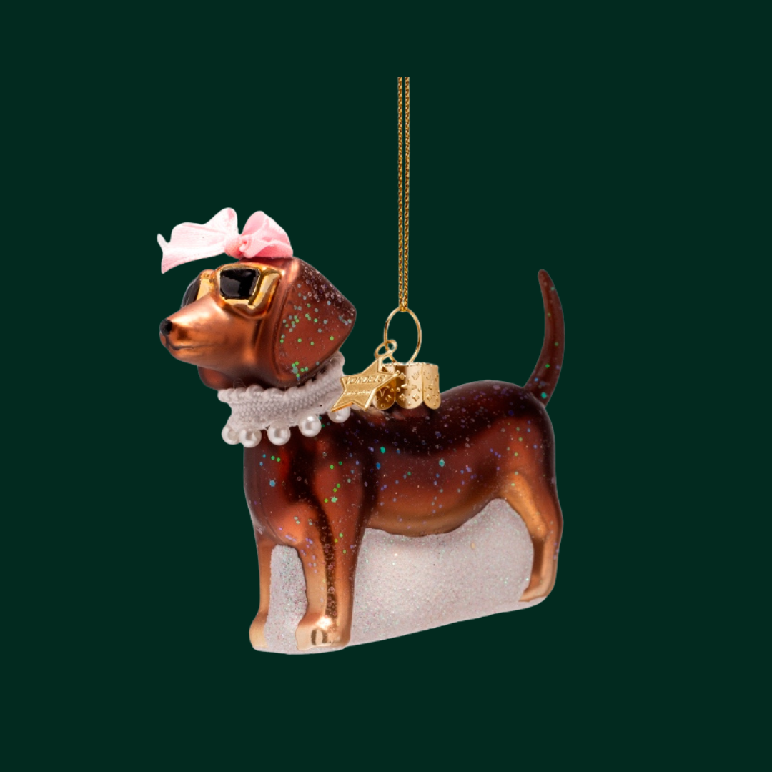 Ornament Vondels - Hond met parelketting