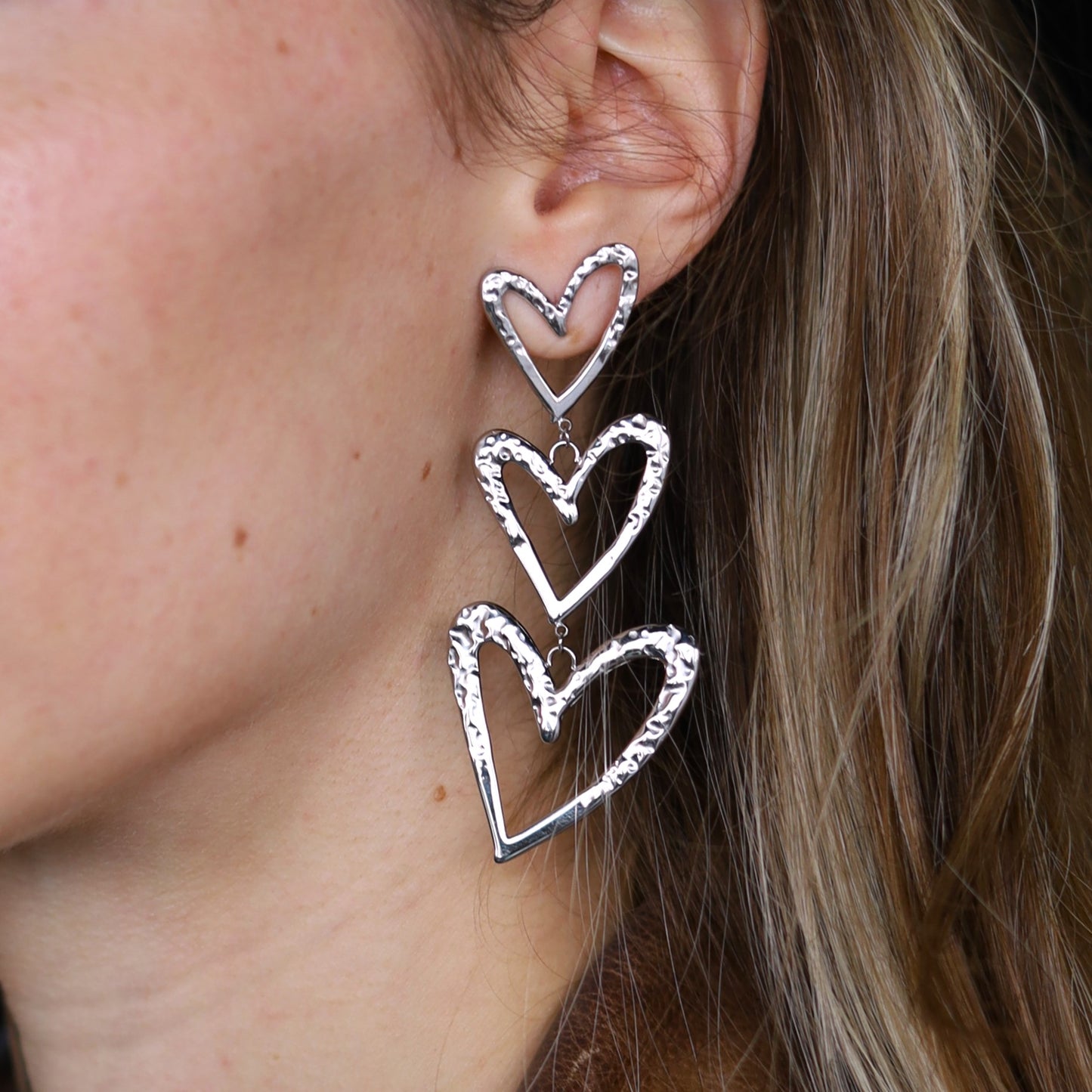 Statement Ohrringe mit Herzen silber