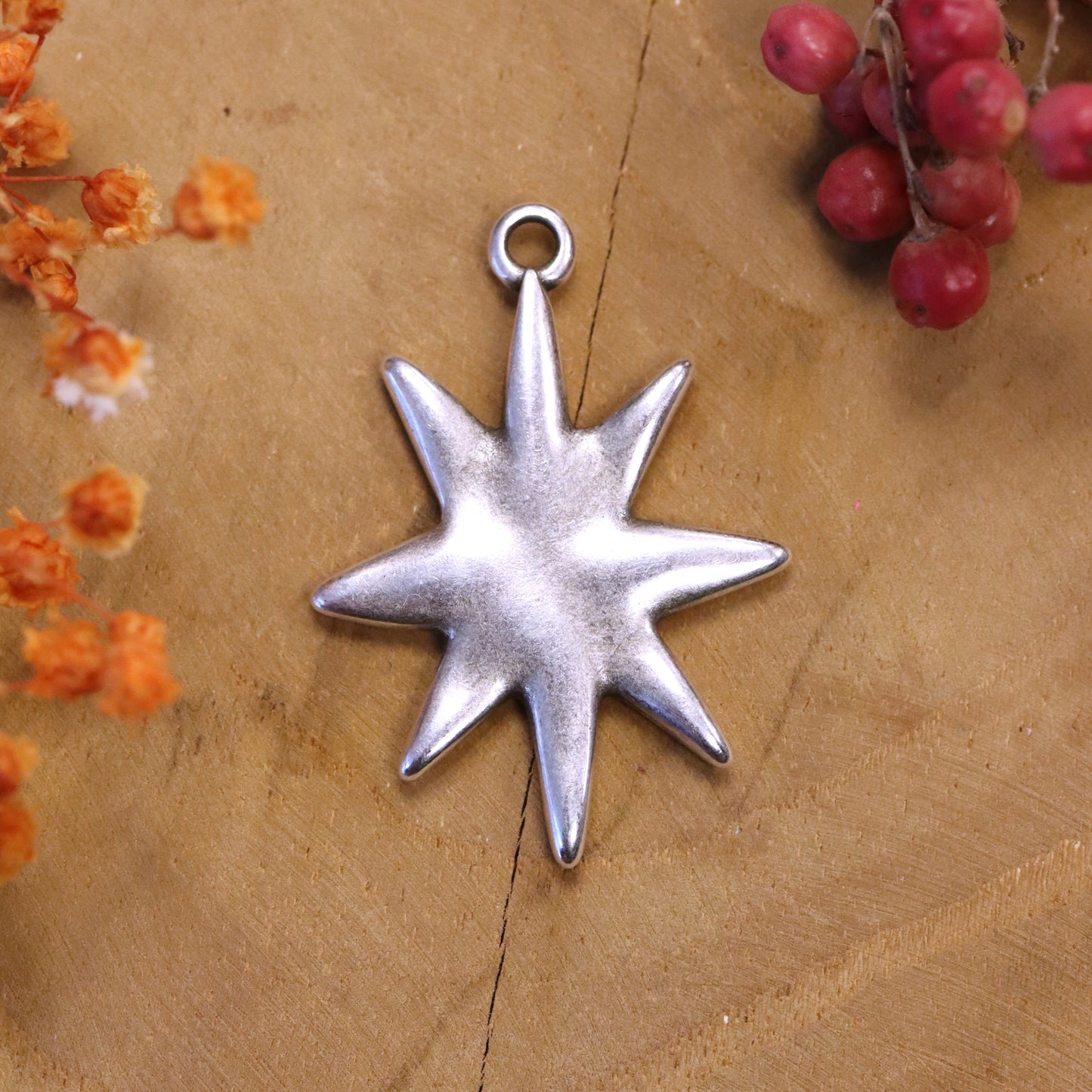 DQ Silber glänzender Stern Anhänger groß