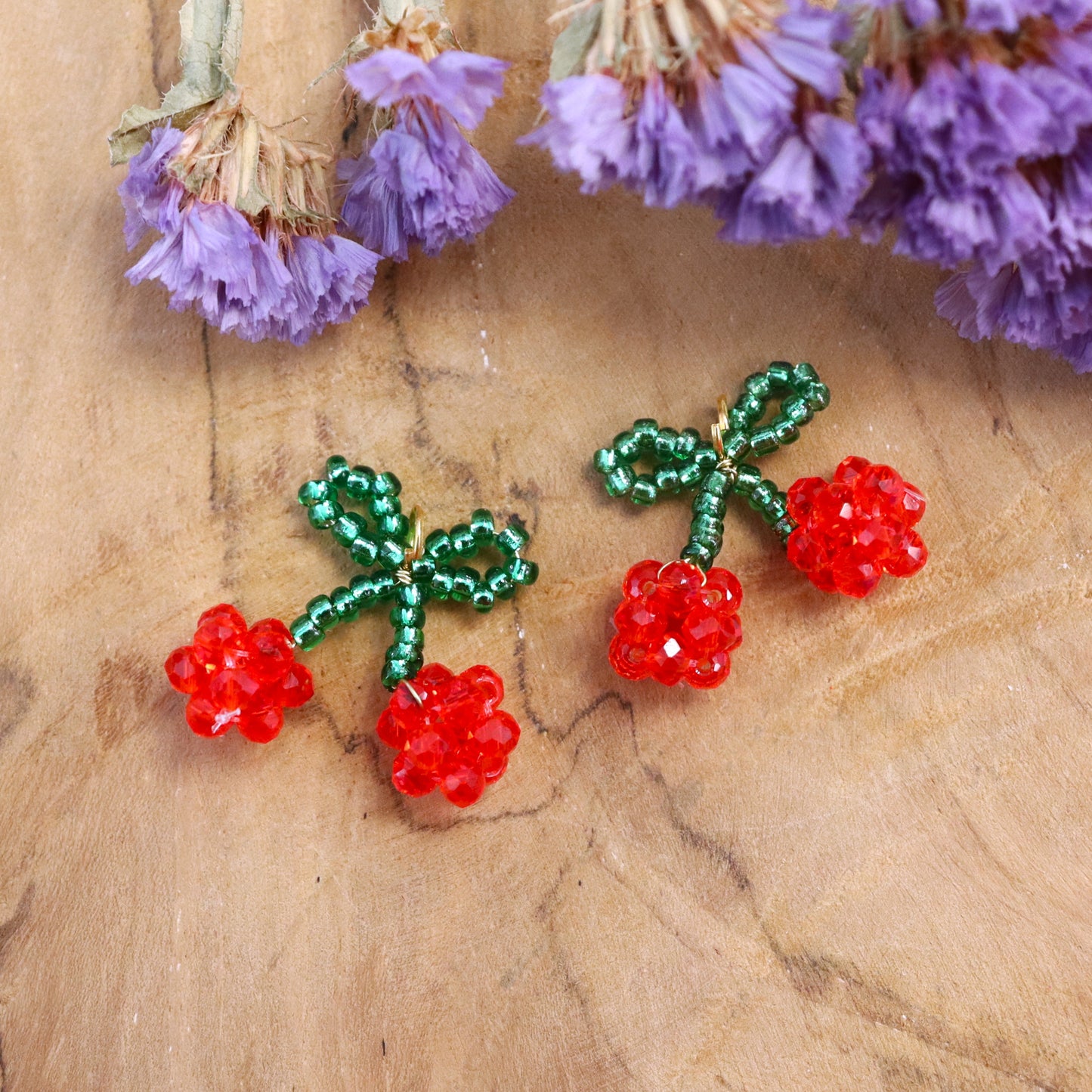 Charm bead flower - cherries