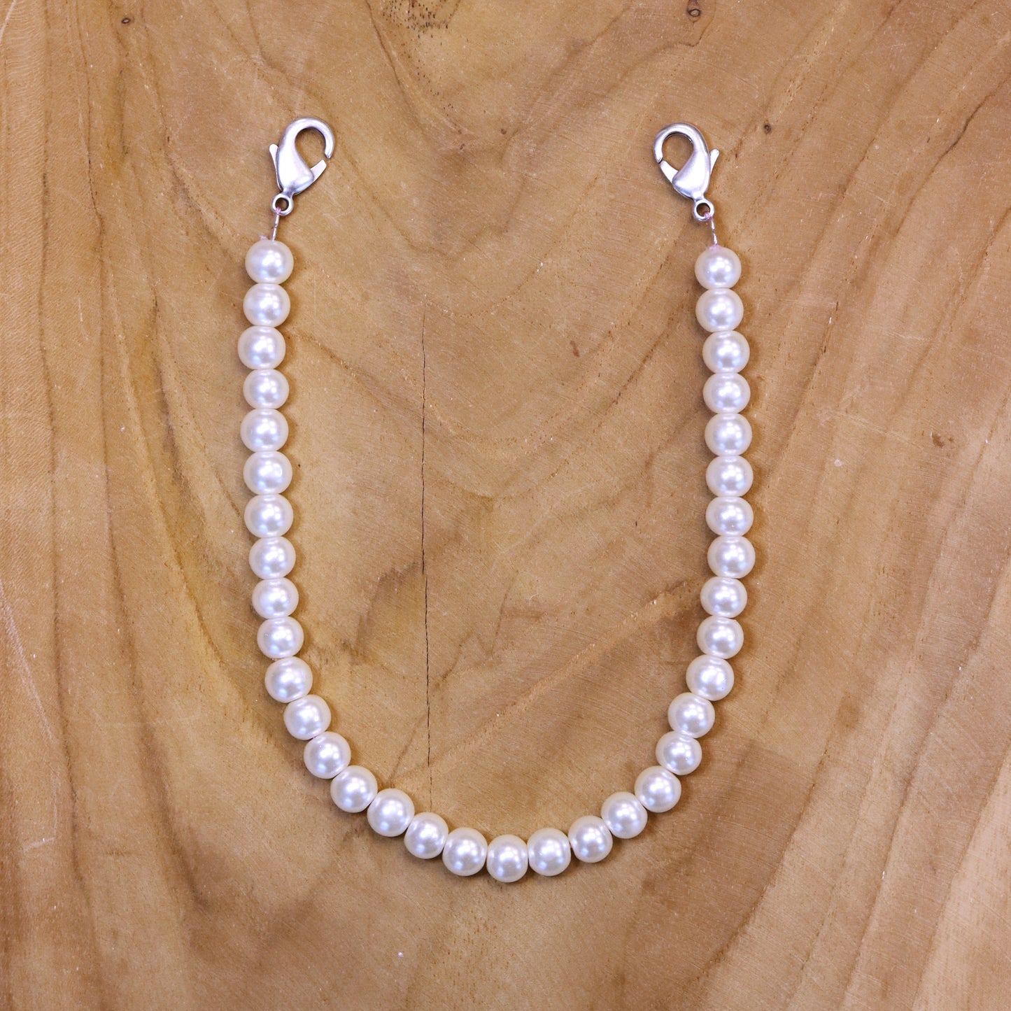 Telephone cord - pearls silver