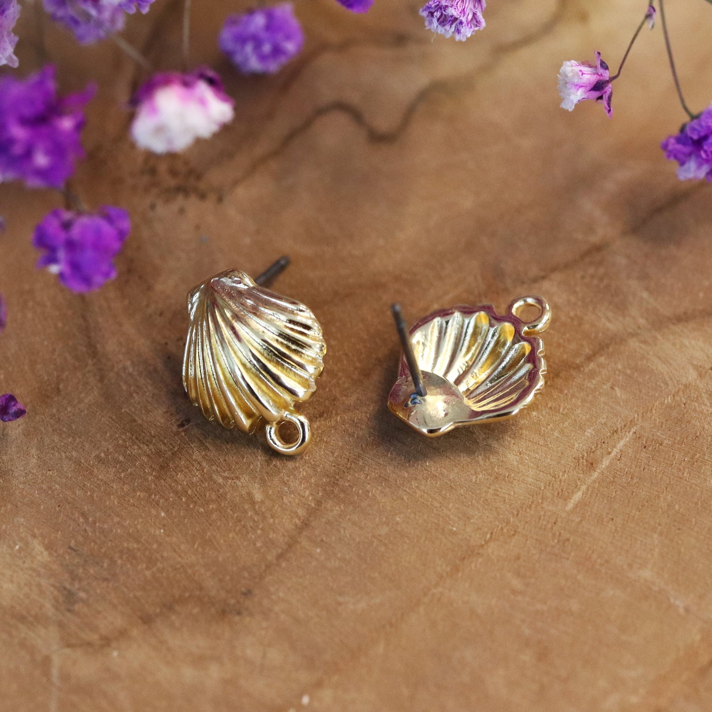 DQ GOLD Muschel Ohrstecker mit Öse