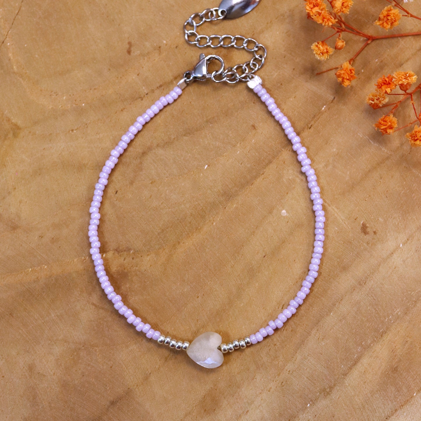 Armband lila mit Mondstein silber