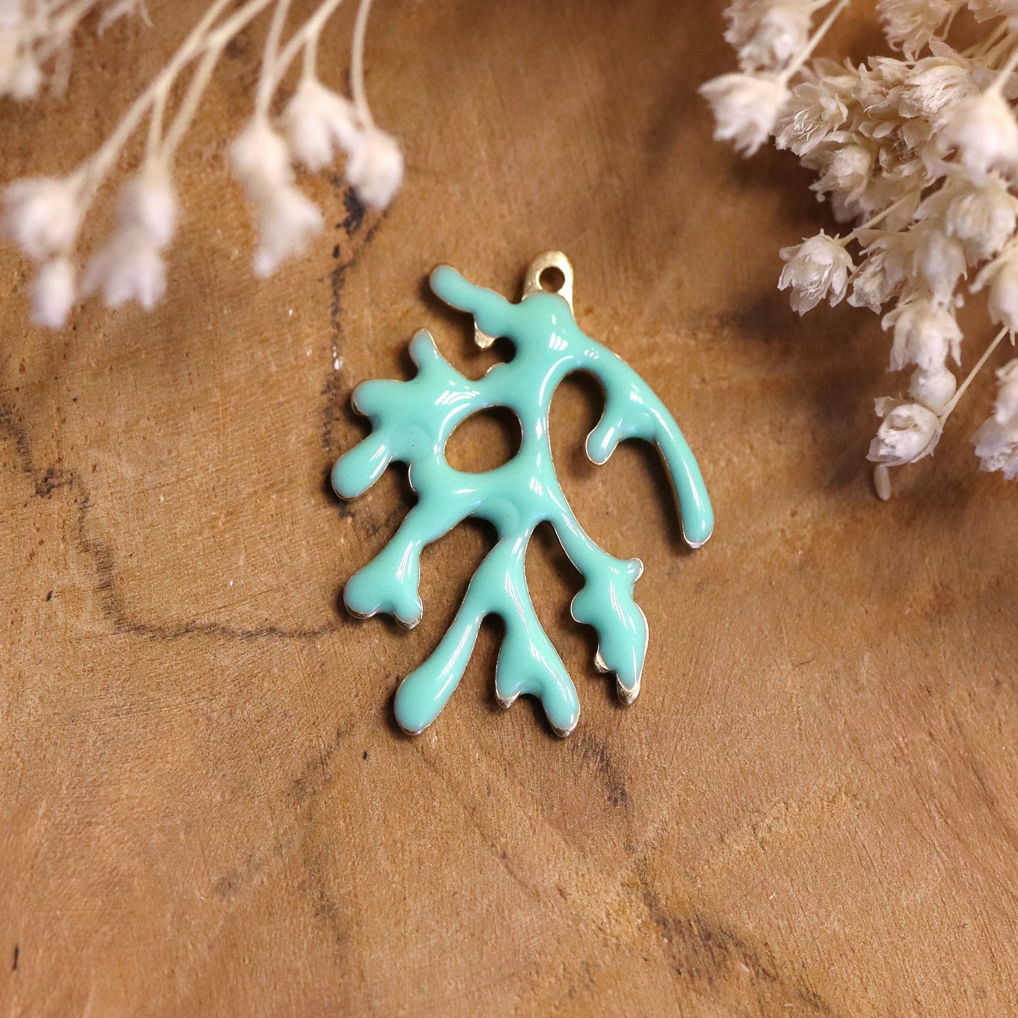 Enamel bedel - mint koraal goud