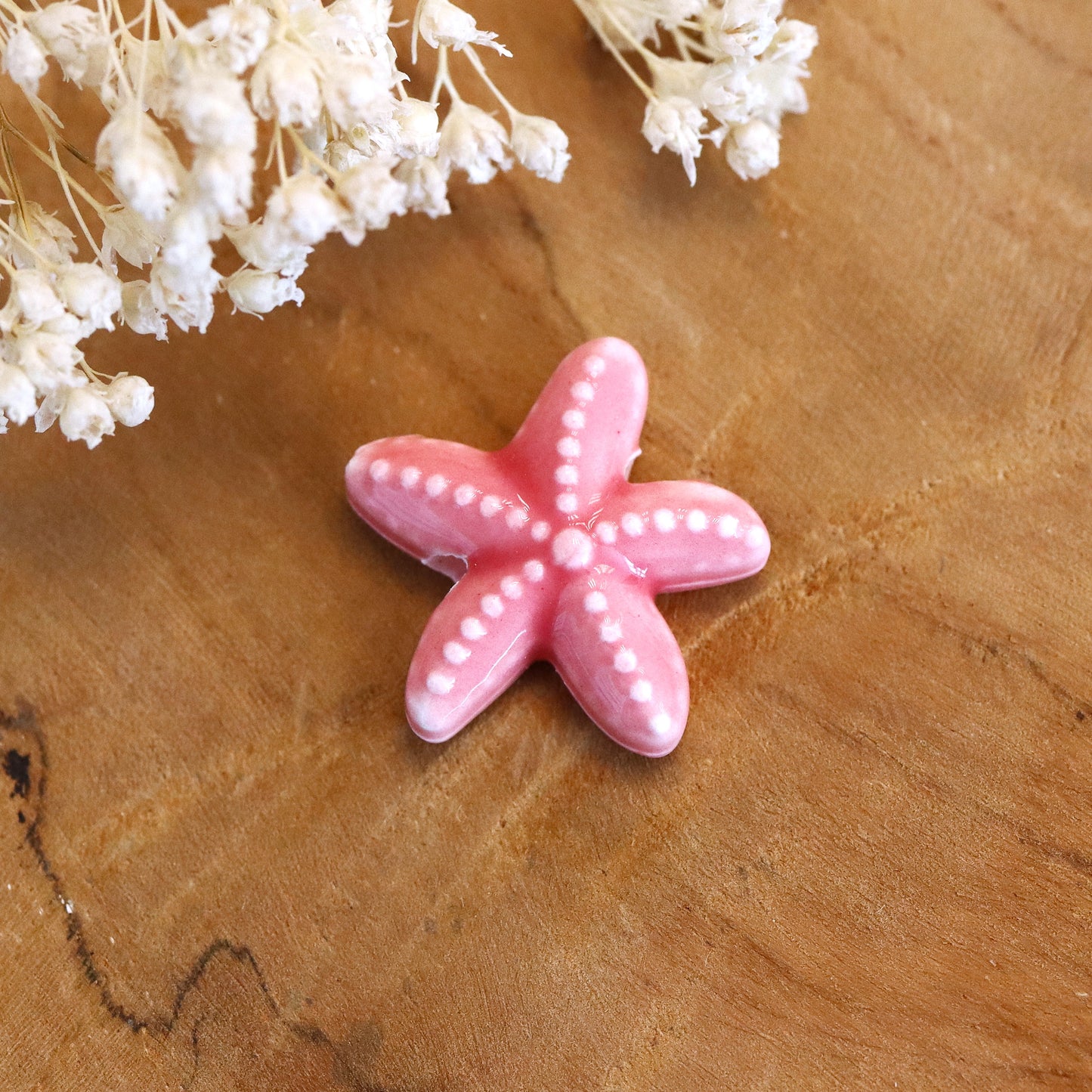 Bead pink - ceramic starfish