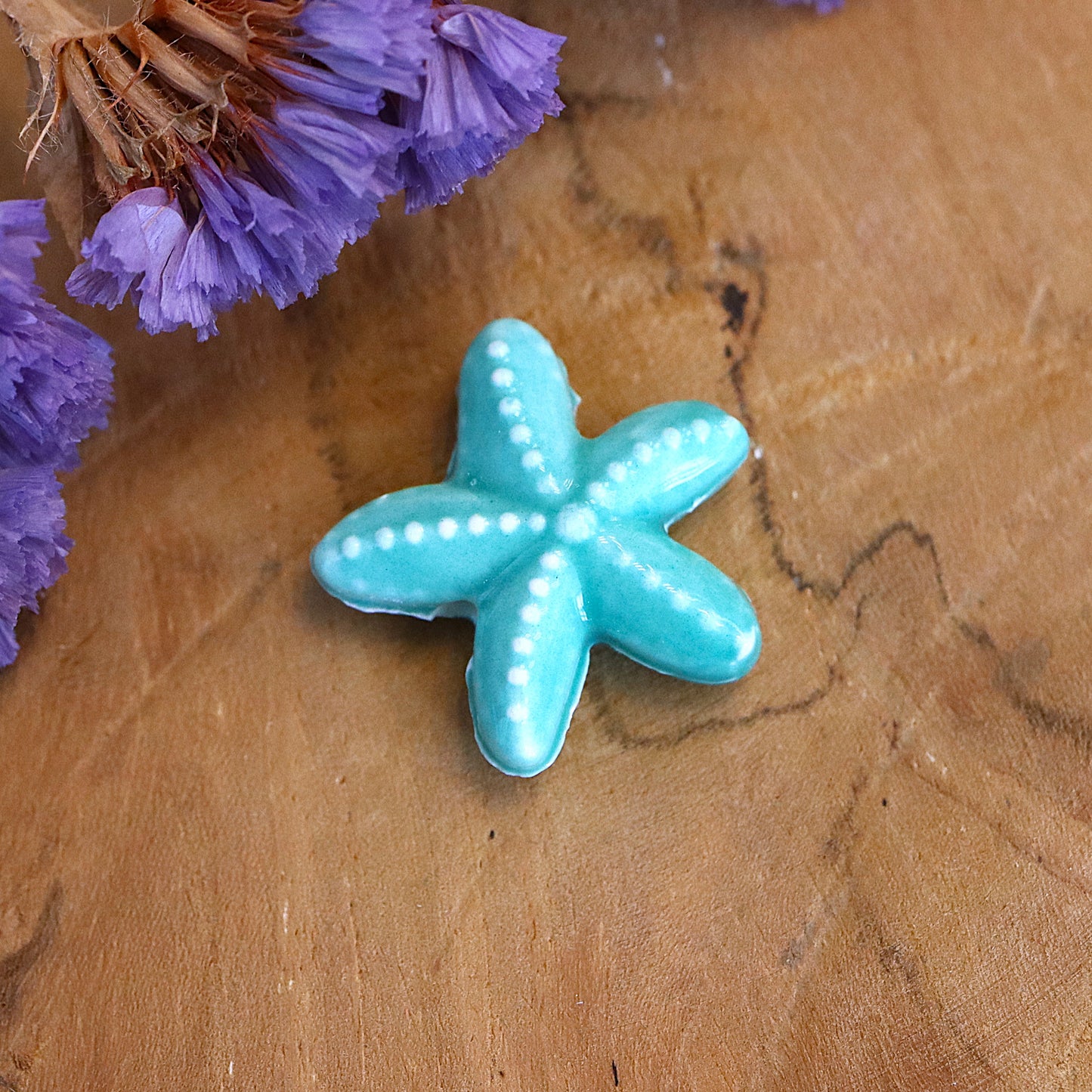 Bead blue - ceramic starfish