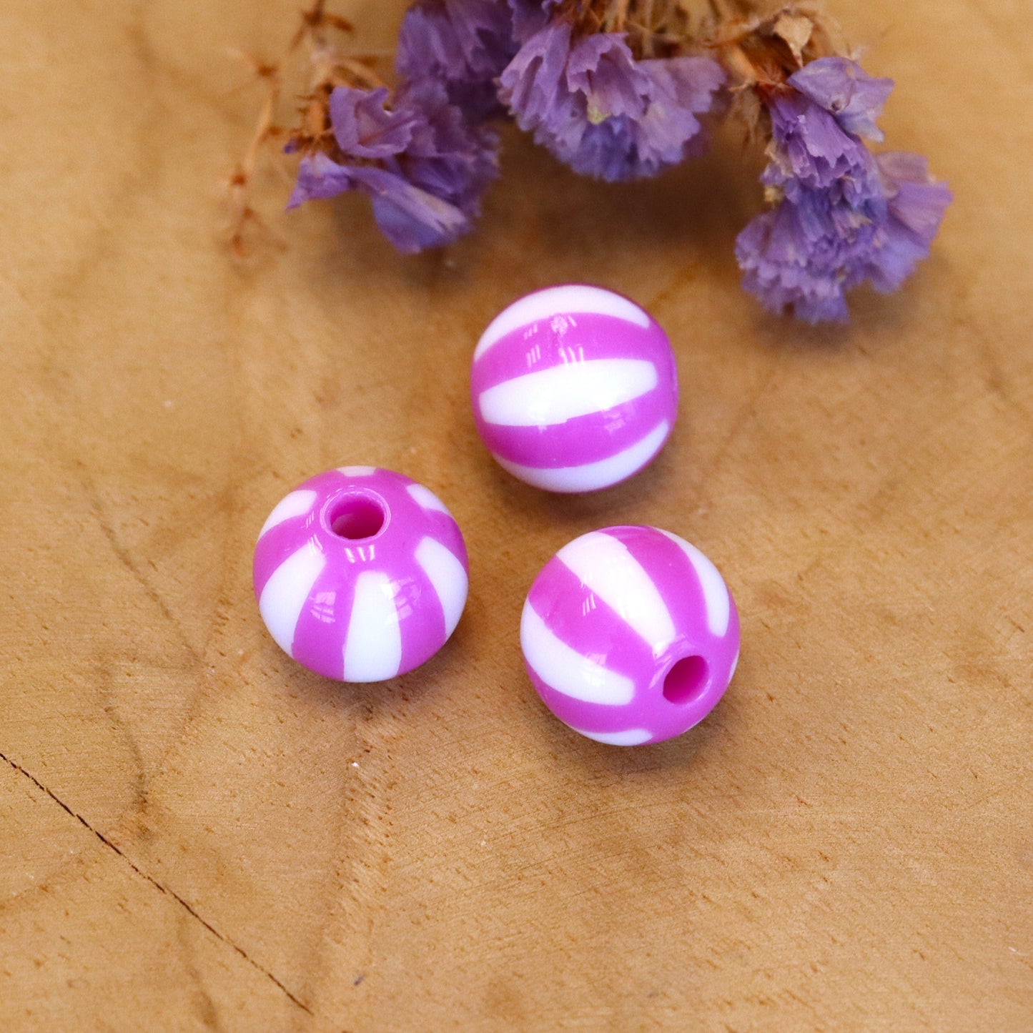 Striped Acrylic Bead - Purple