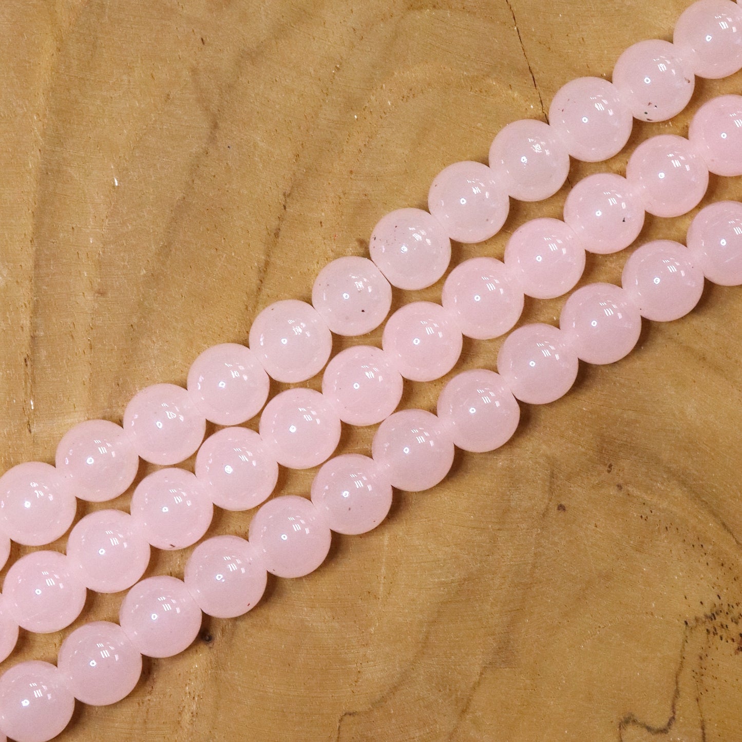 Colored Glass Beads Per Strand - Soft Pink