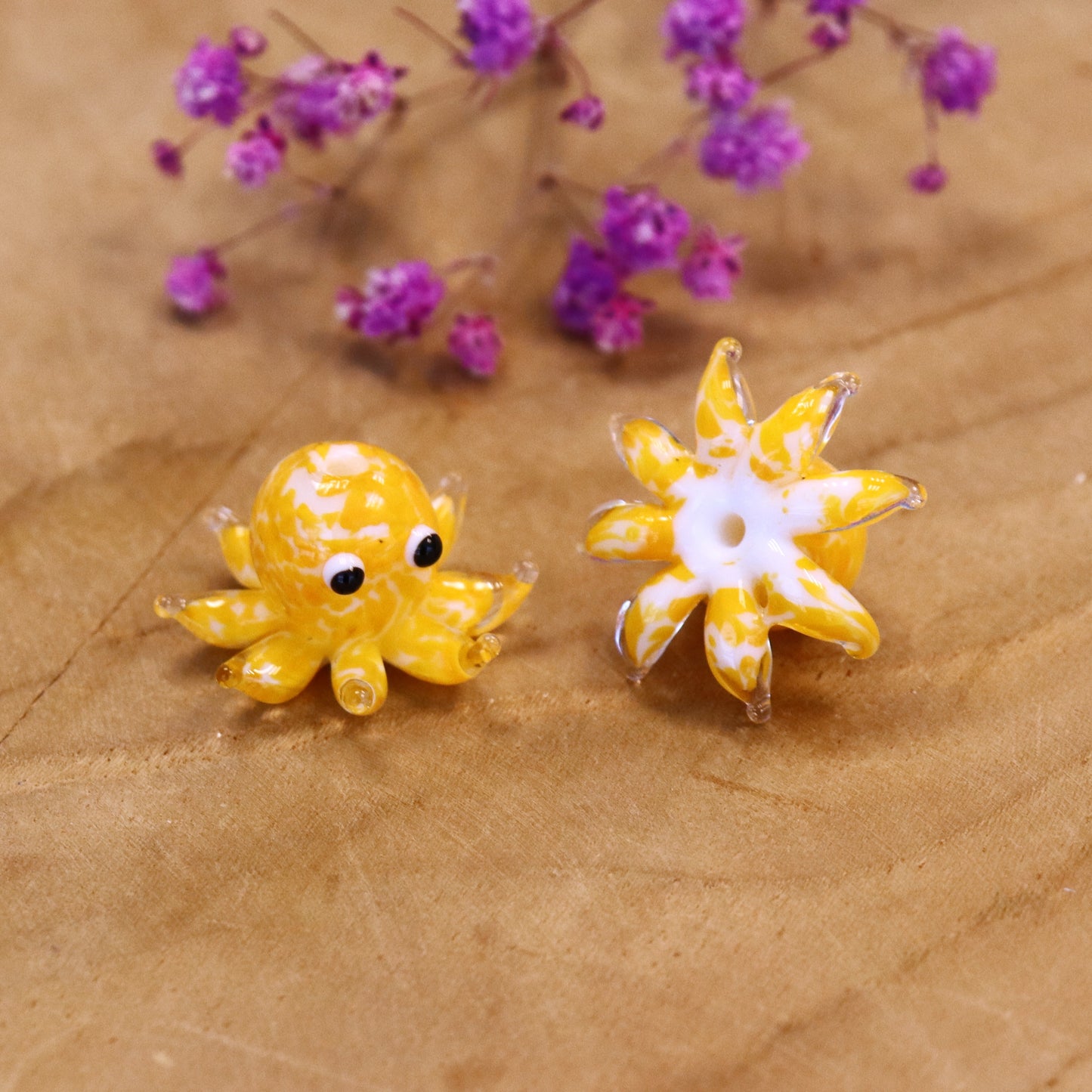 Gelbe Perle - Tintenfisch-Glasperle