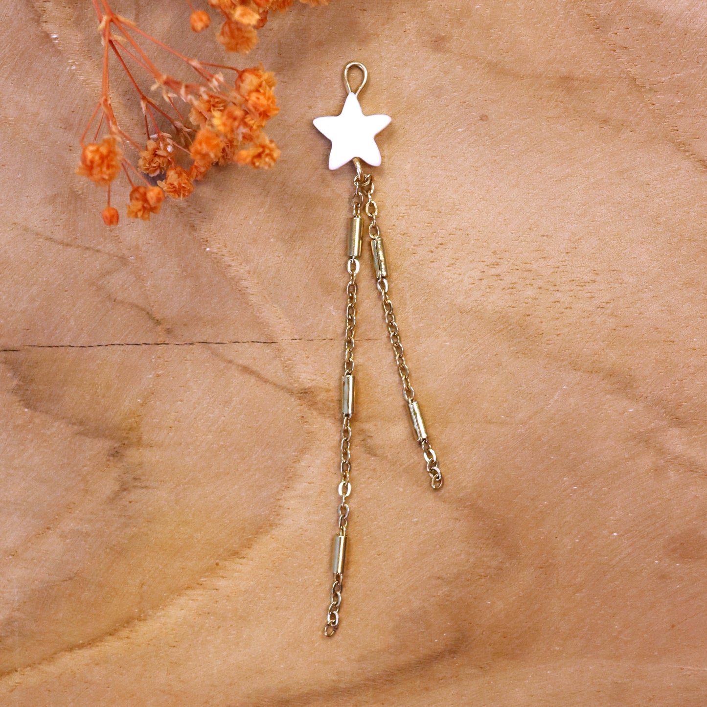 Ohrringanhänger Stern mit Jasseron-Kette - Gold