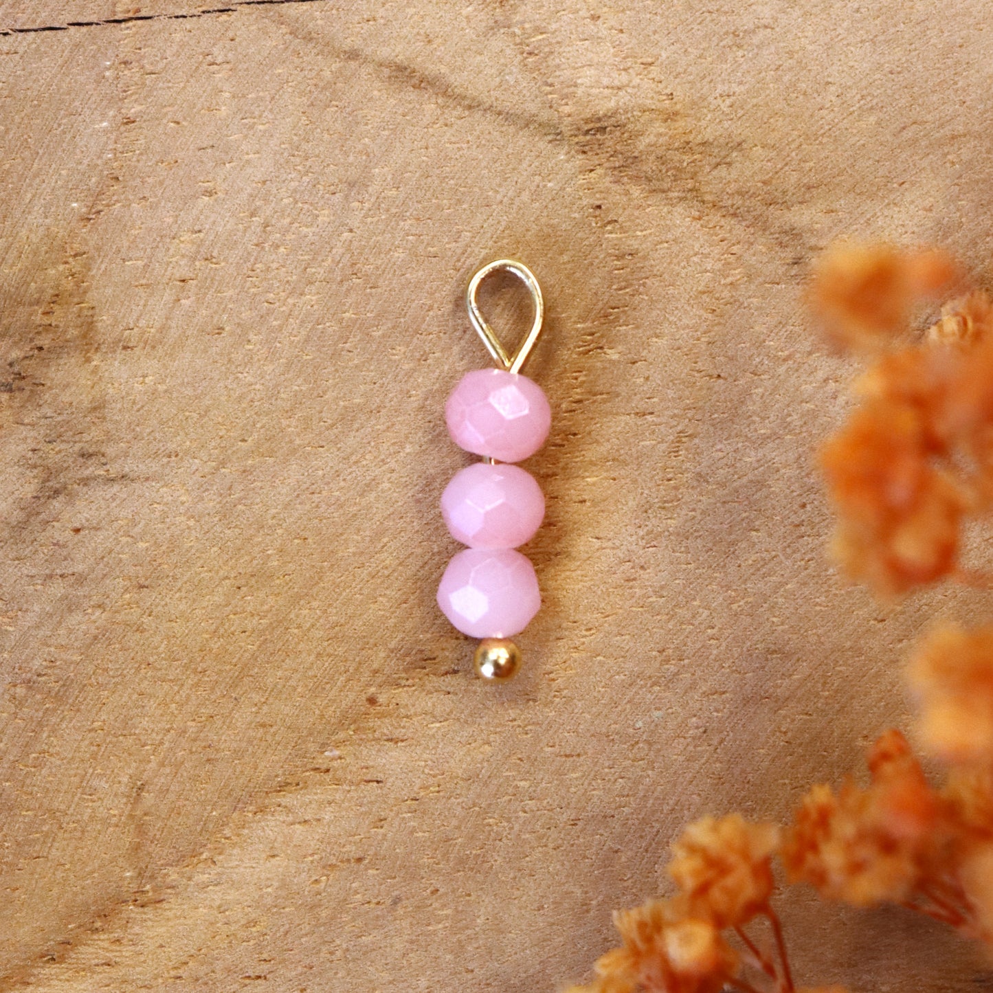 Ohrringanhänger rosa facettiert - gold