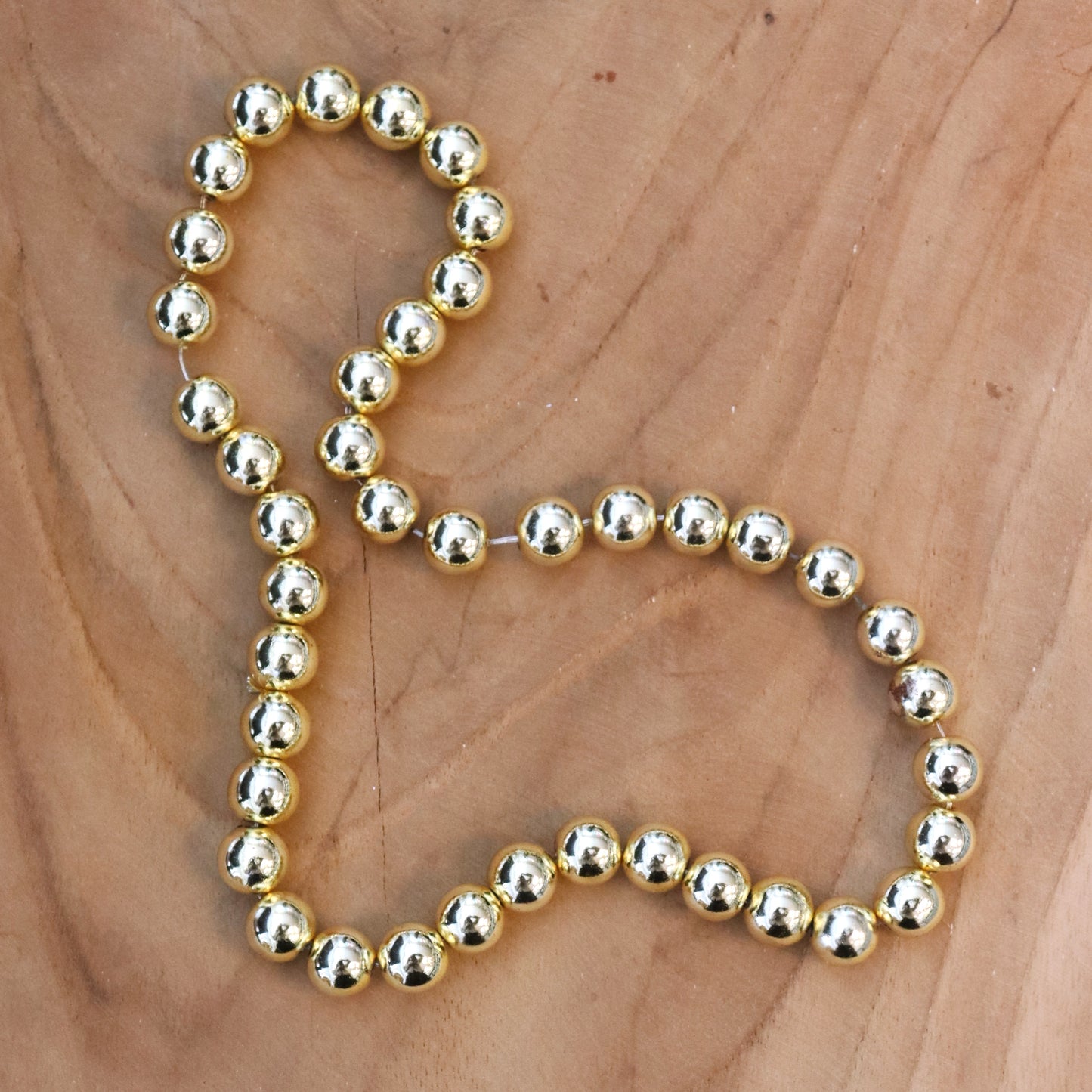 Perlenkette - galvanisiertes Hämatitgold, verschiedene Größen