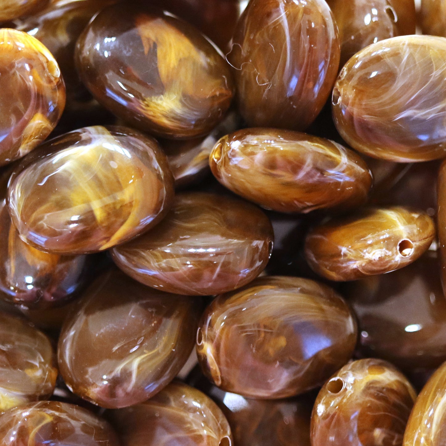 Acrylic bead oval 19x15 mm - dark brown