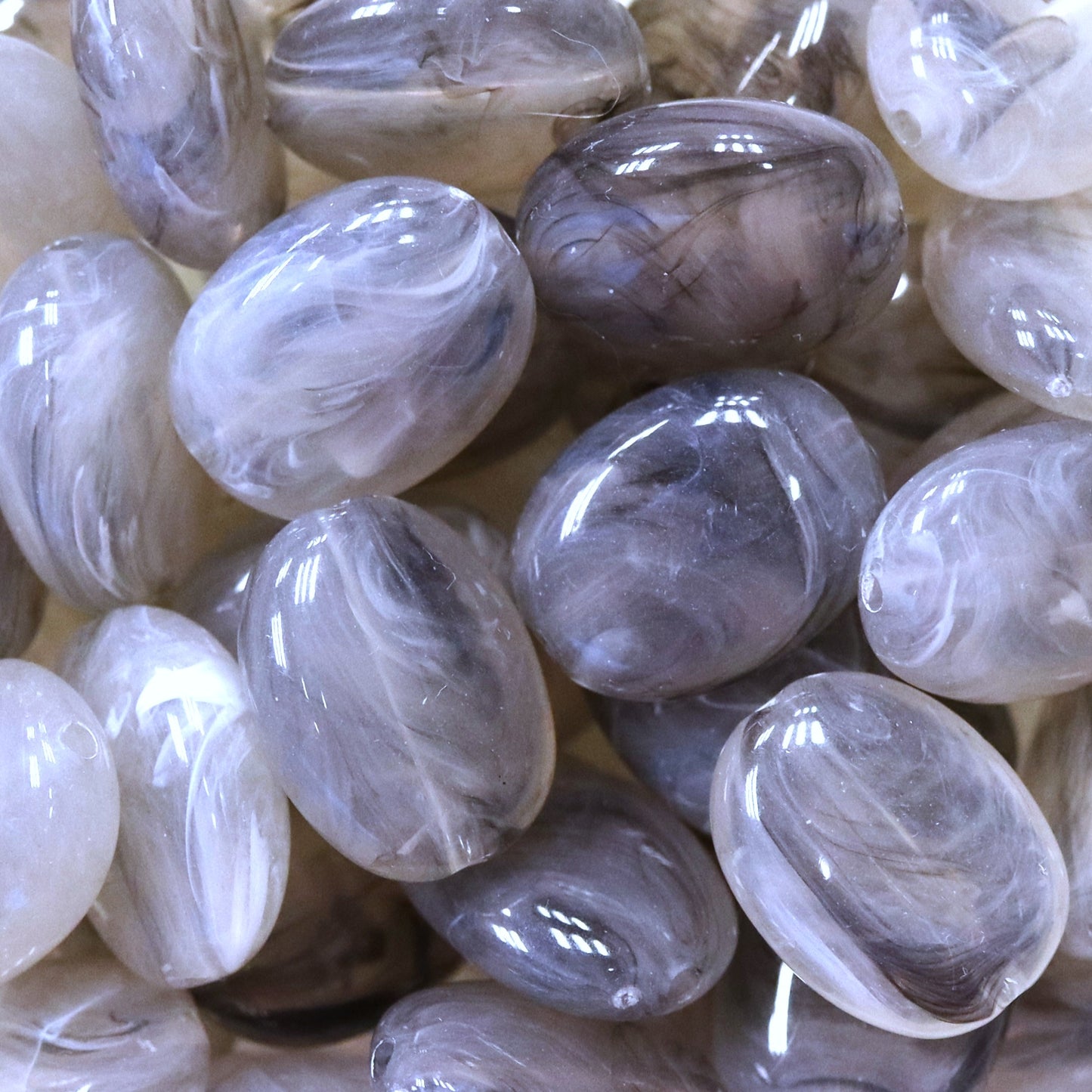 Acrylic bead oval 19x15 mm - light gray