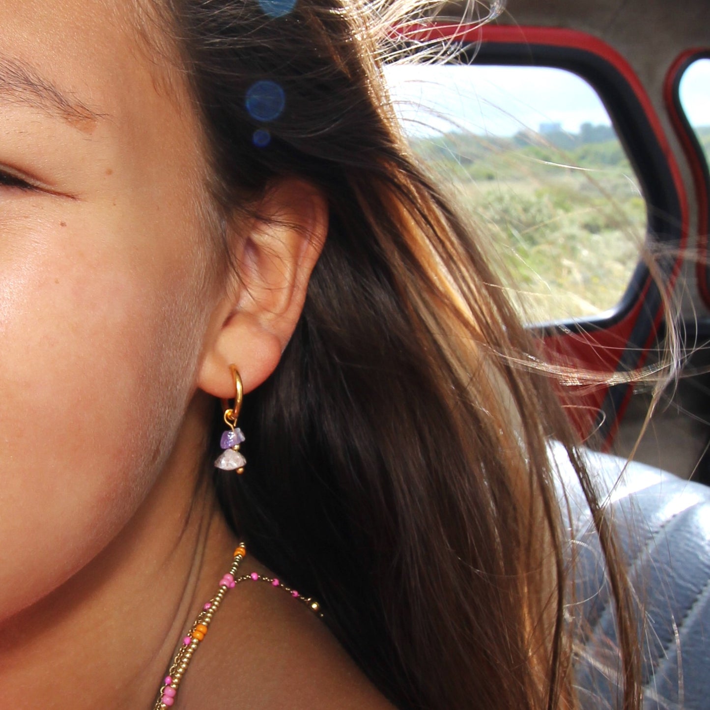 Amethyst earring charm - gold