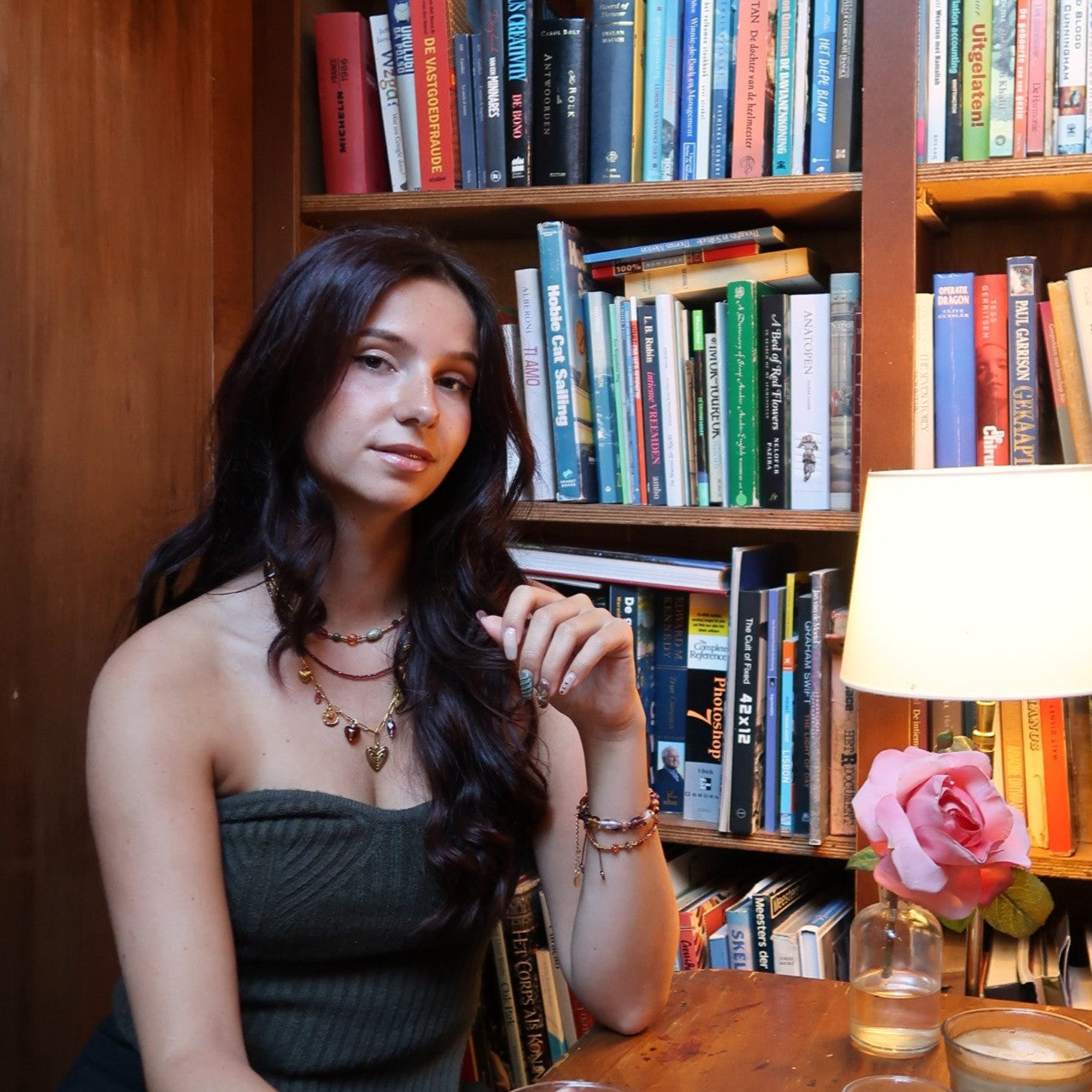 Perlenkette mit Glasperlen - gold