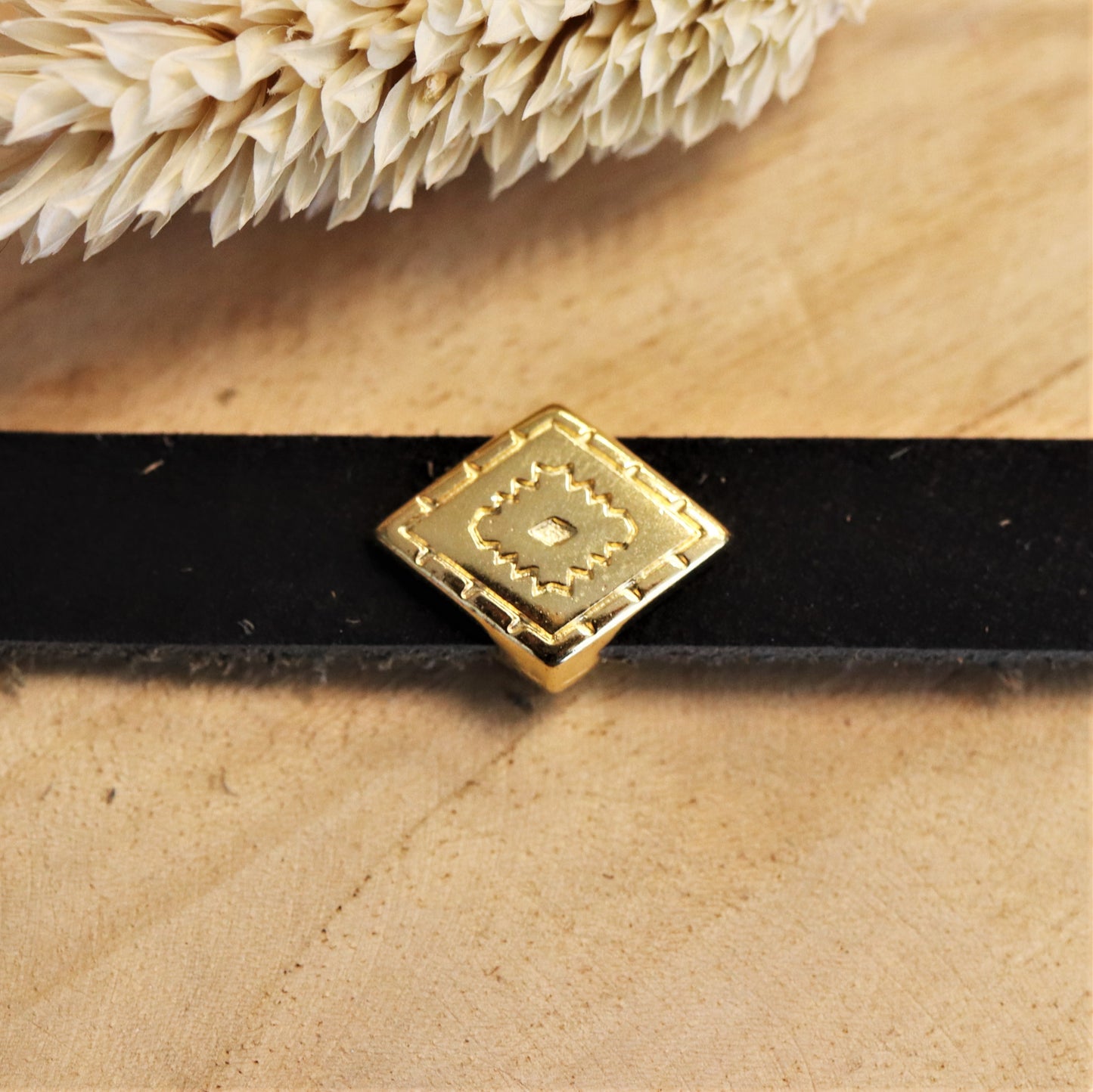 Schuiver 10 mm DQ GOUD boho ruit