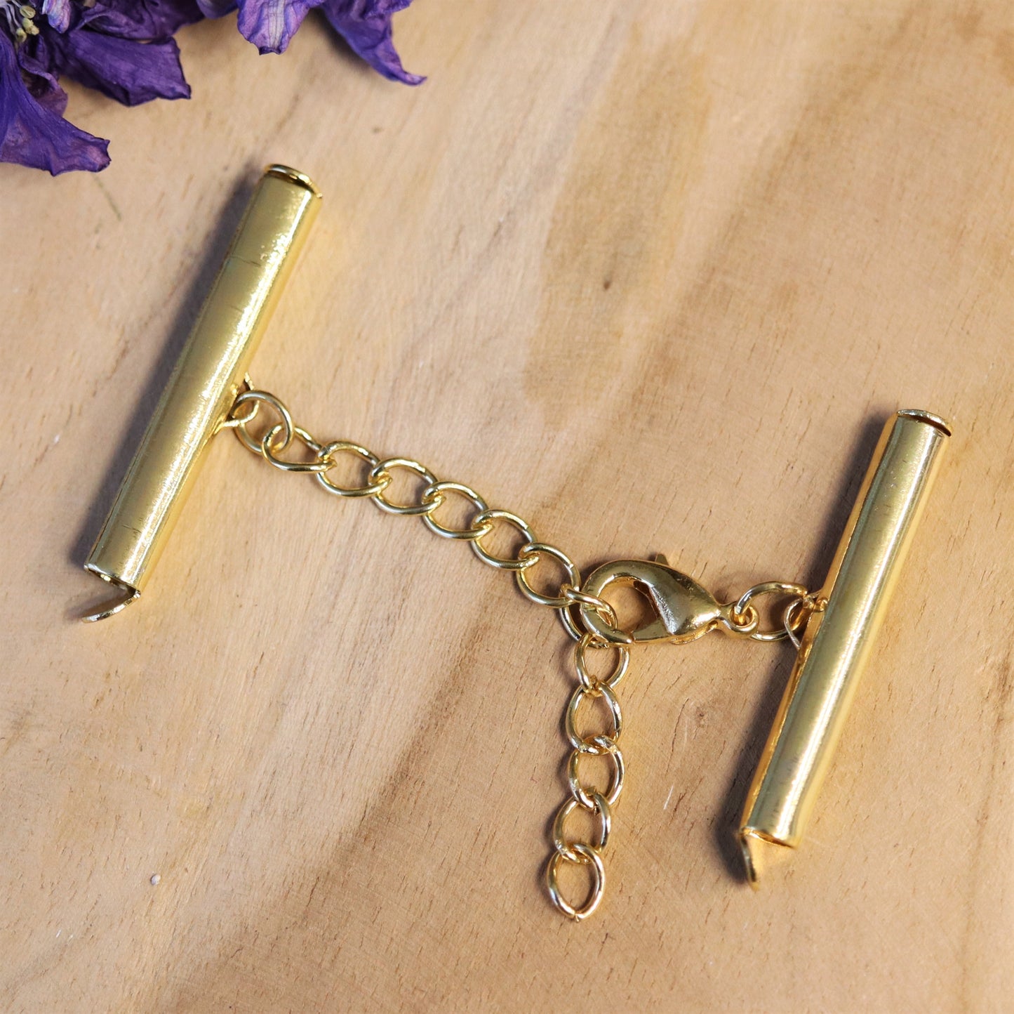 Eindkap sluiting met verlengketting 30mm goud