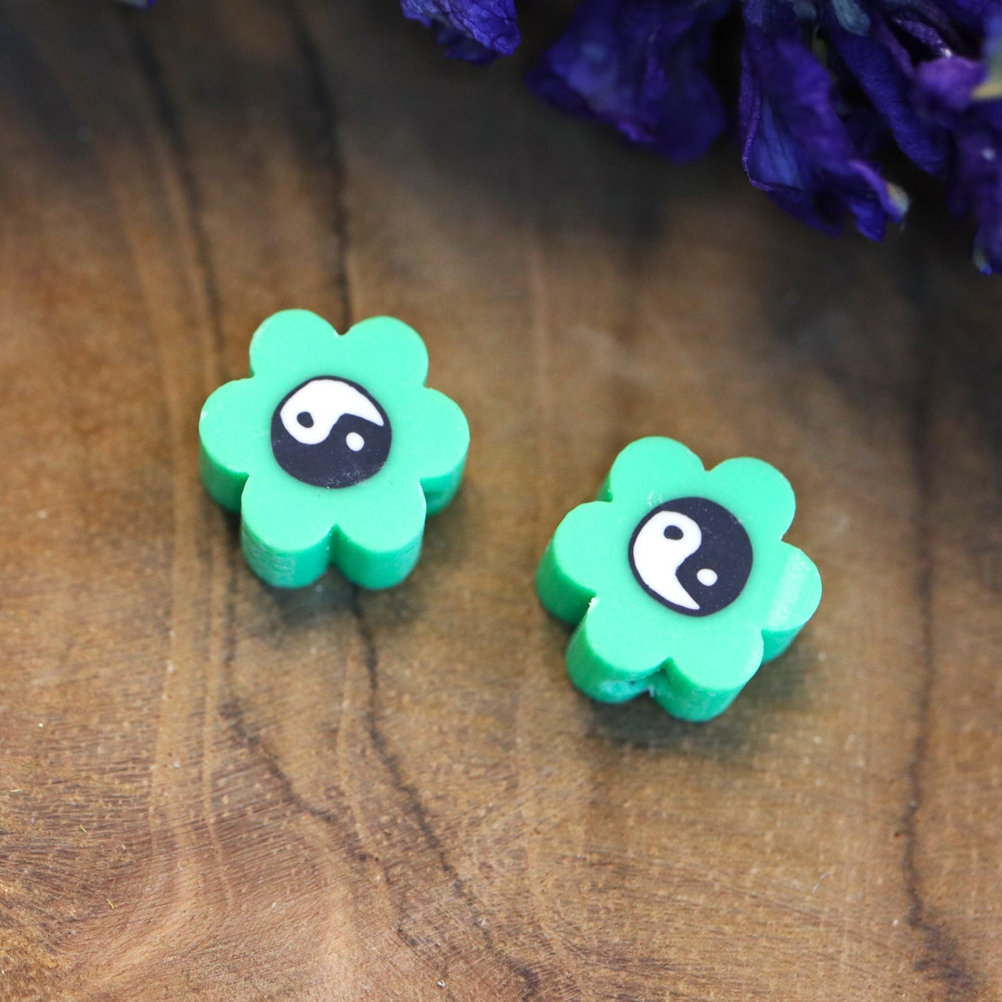 Polymer Yin Yang Green Flower