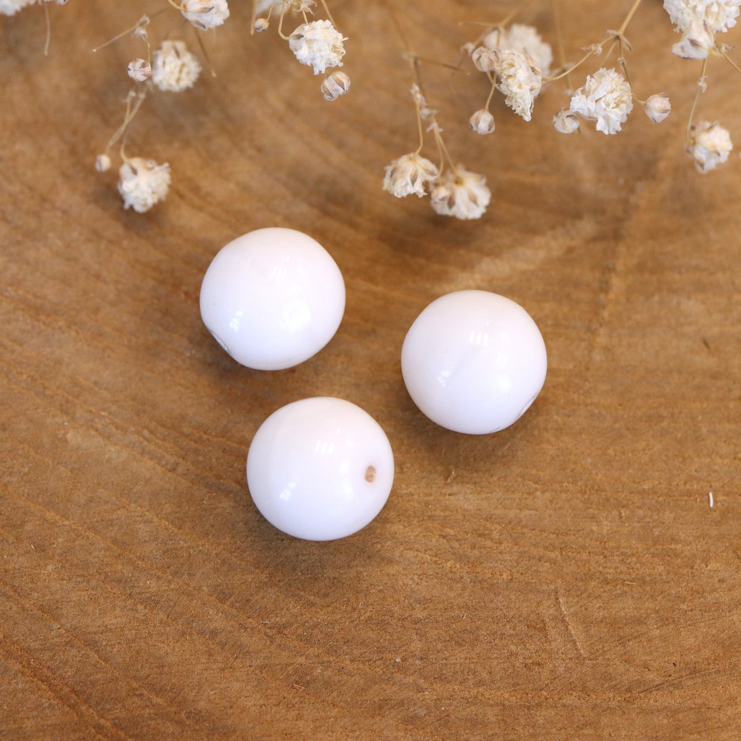 Perle weiß - Glasperle rund 12mm