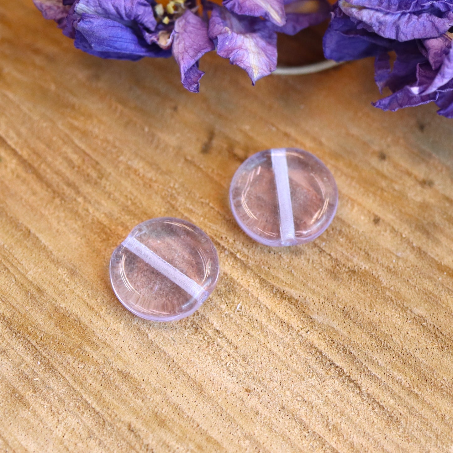 Kraal paars - glaskraal plat rond