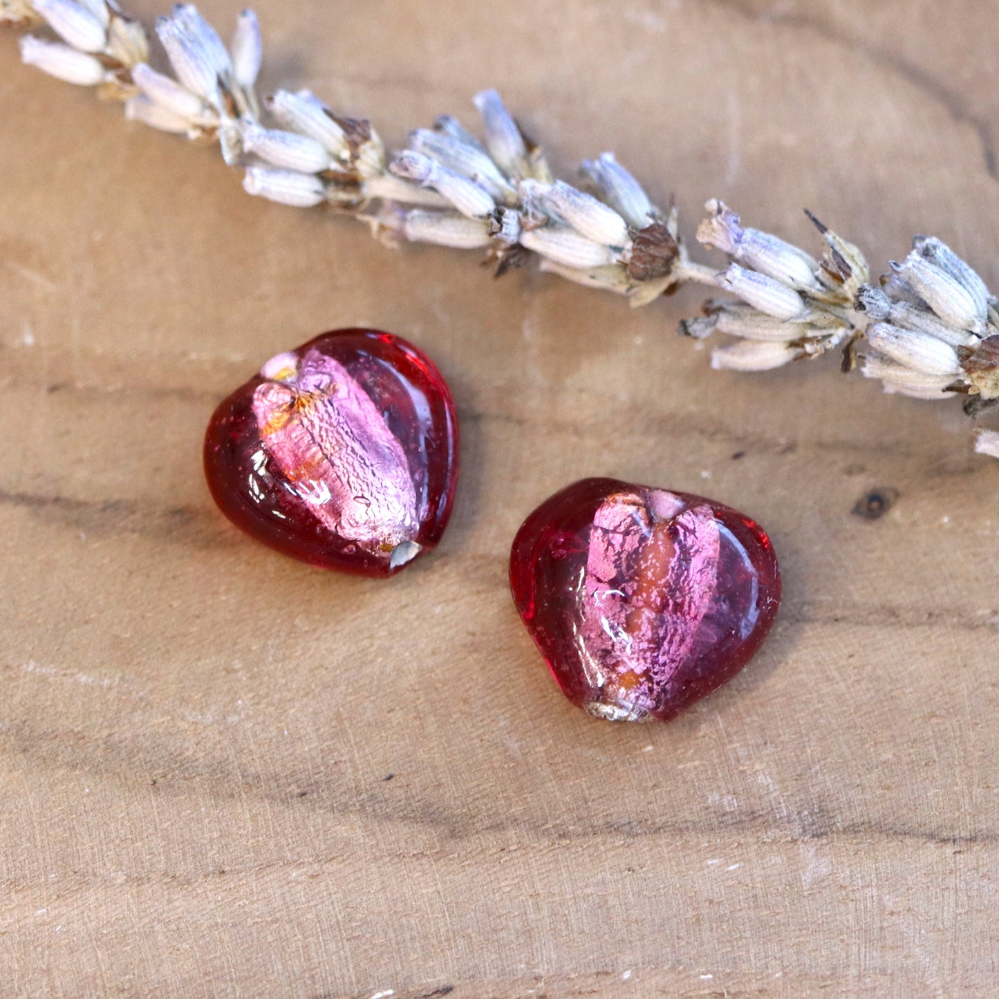 Bead pink - glass bead heart