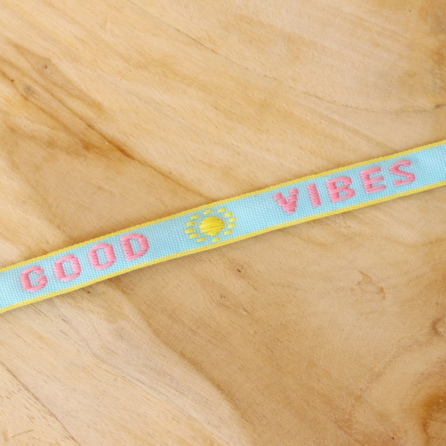 Schleifenband Good Vibes blau-pink