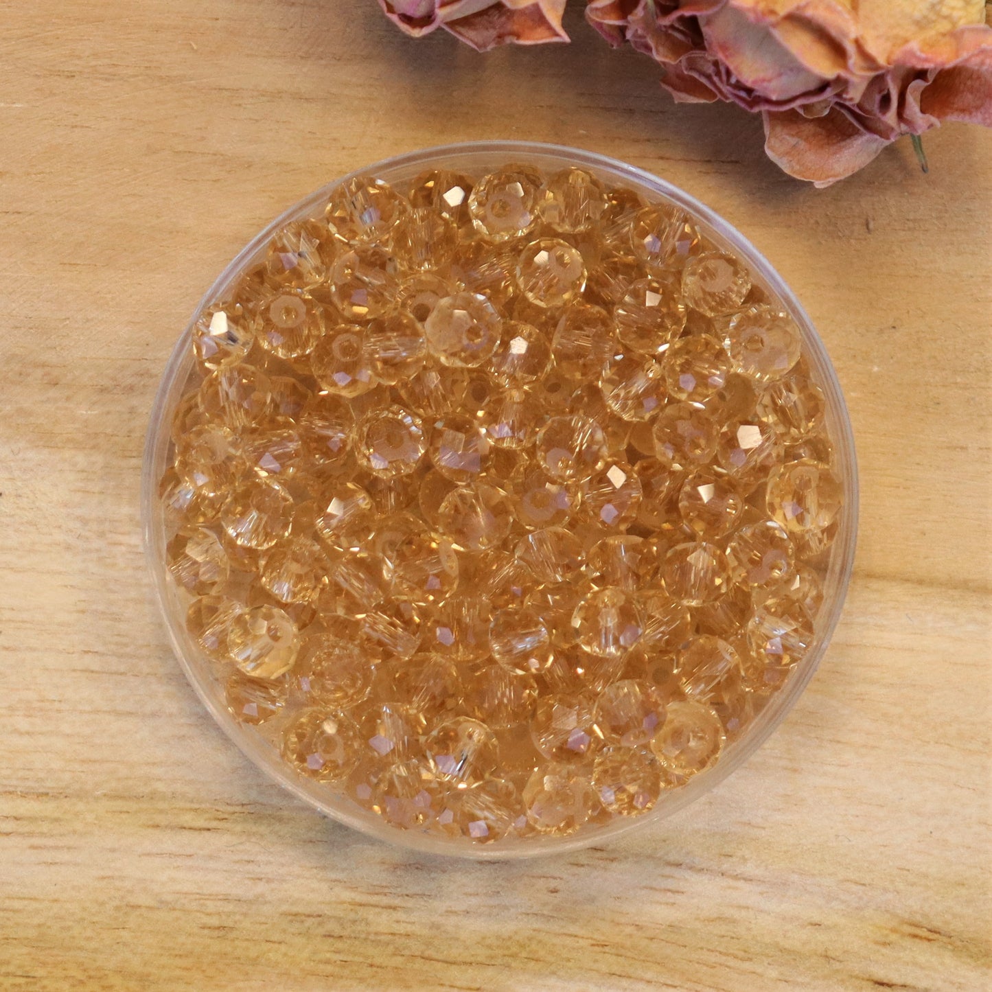 Rondel faceted beads 3x4 mm Champagne