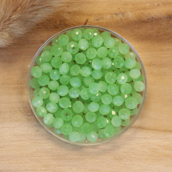 Rondel facetkralen 3x4 mm Light opal green