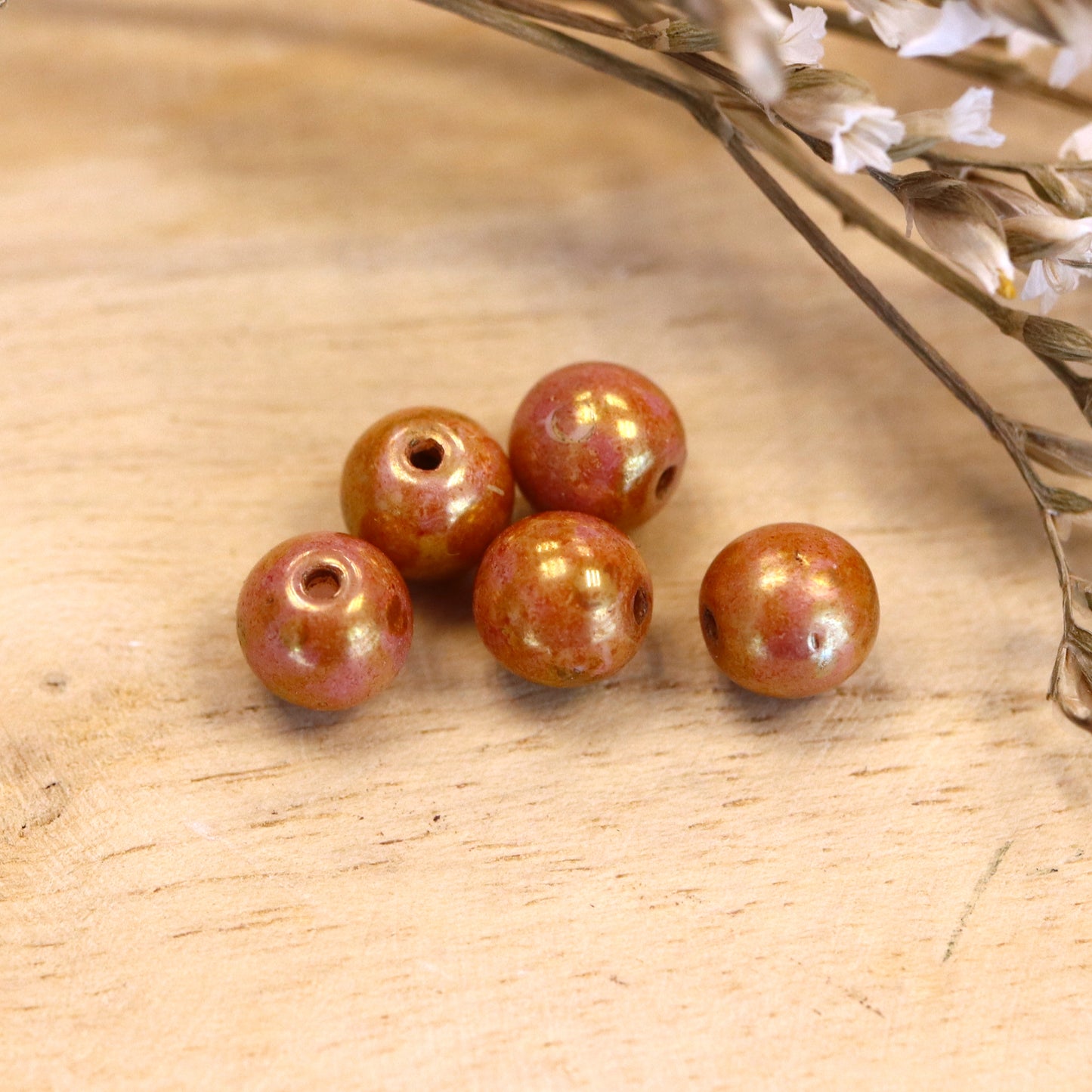 Perle braun - Rundperle kupfer