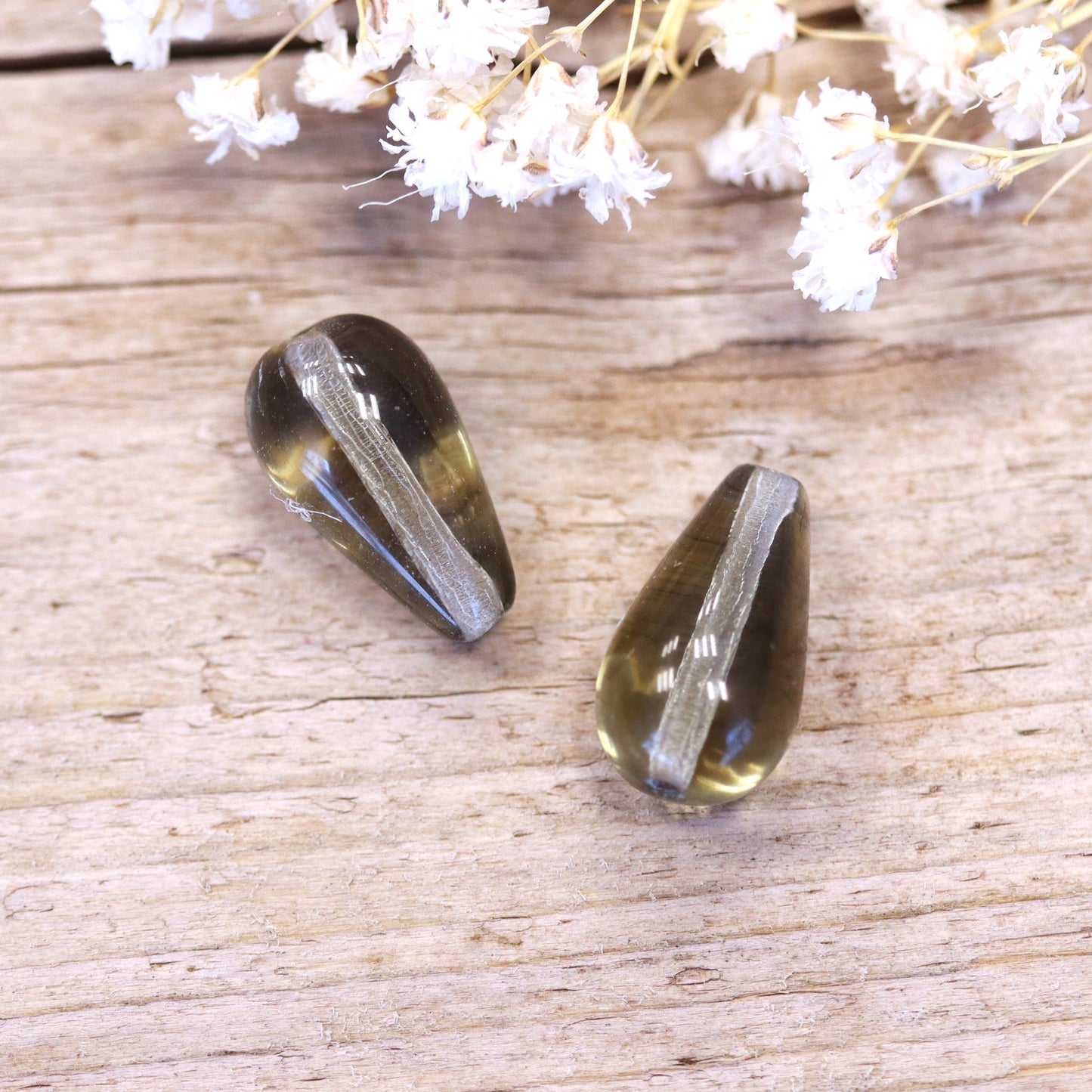 Kraal grijs - glaskraal druppel