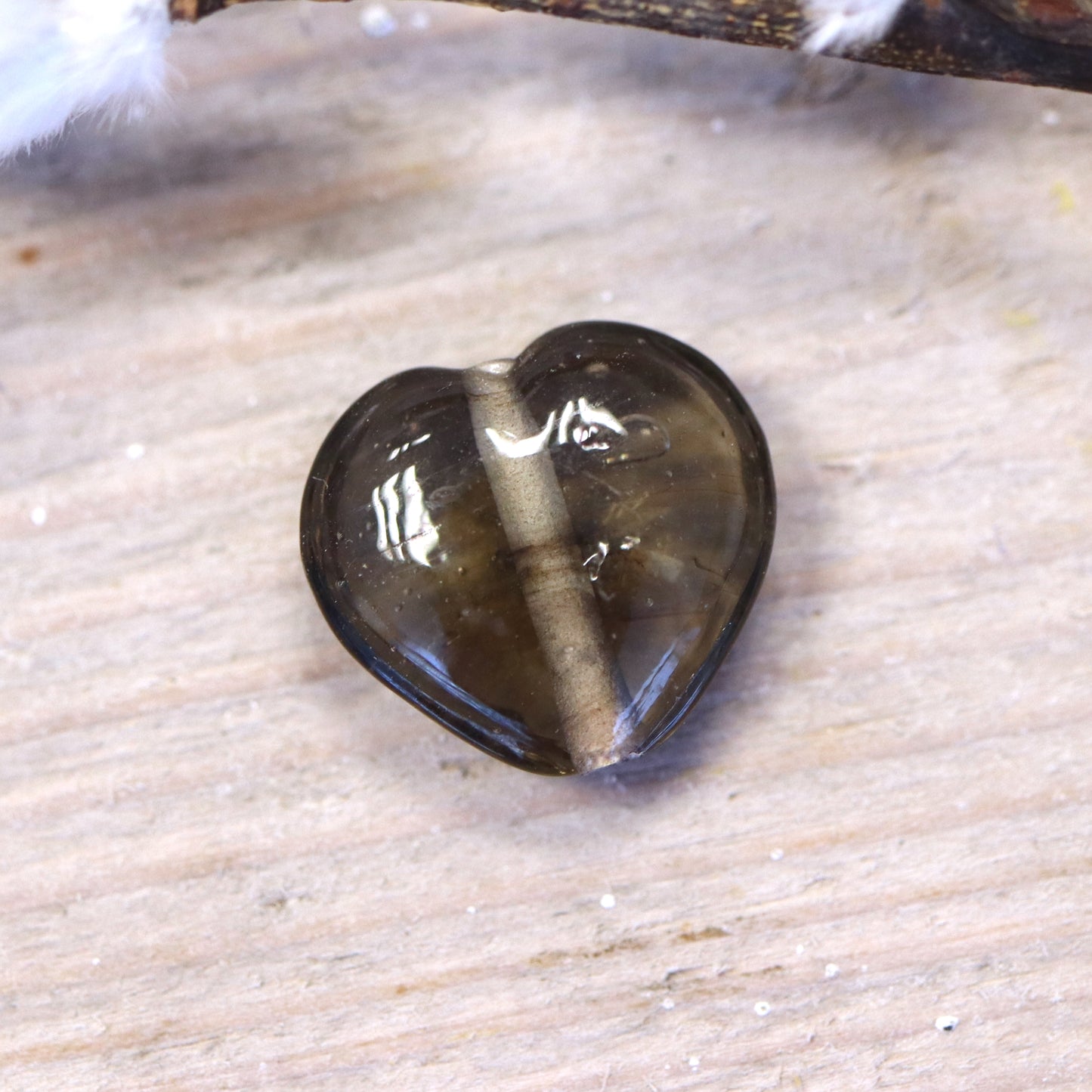 Kraal grijs - glaskraal hart