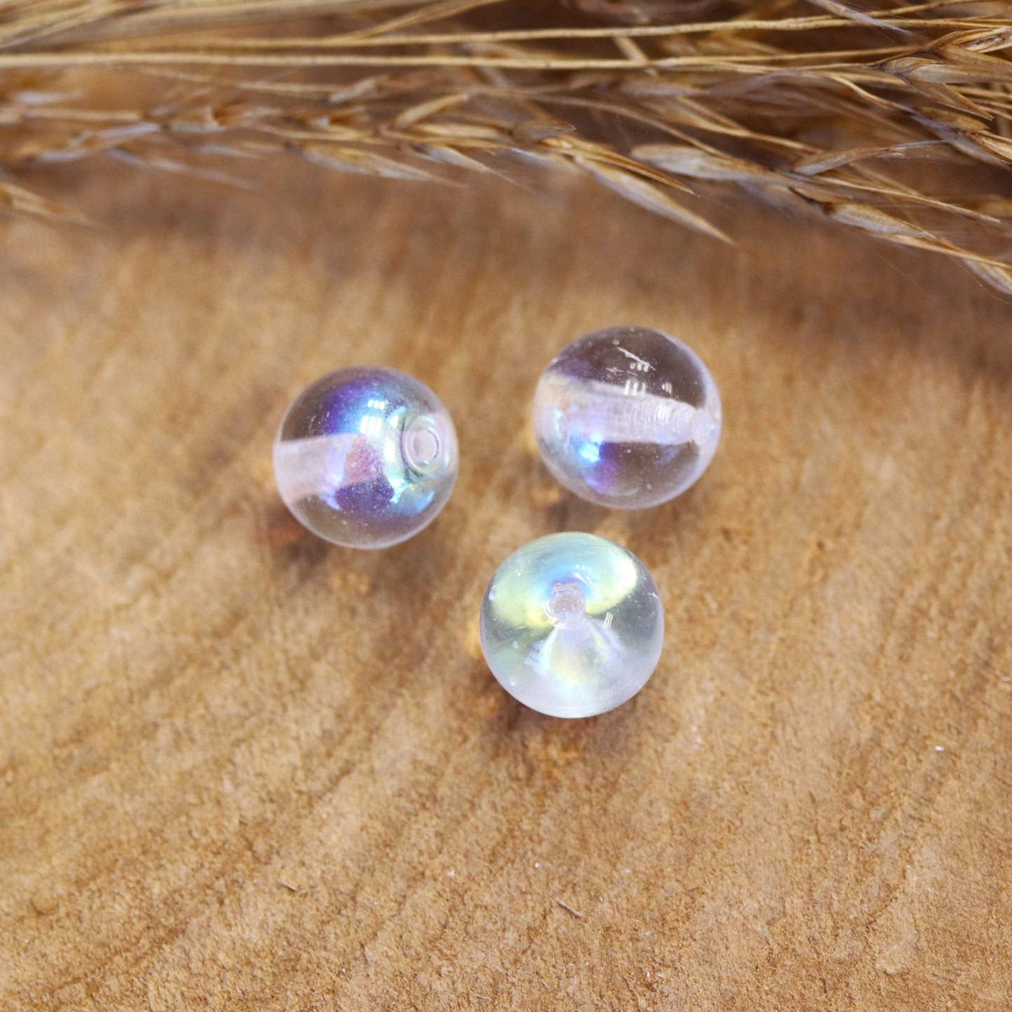 Perle Kristall - Glasperle rund mit AB Glanz