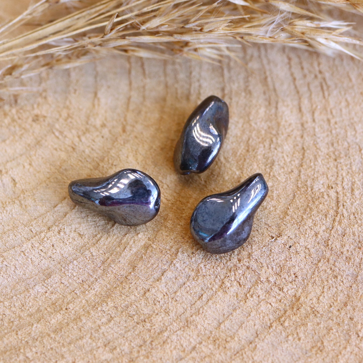 Kraal zwart - nugget metallic