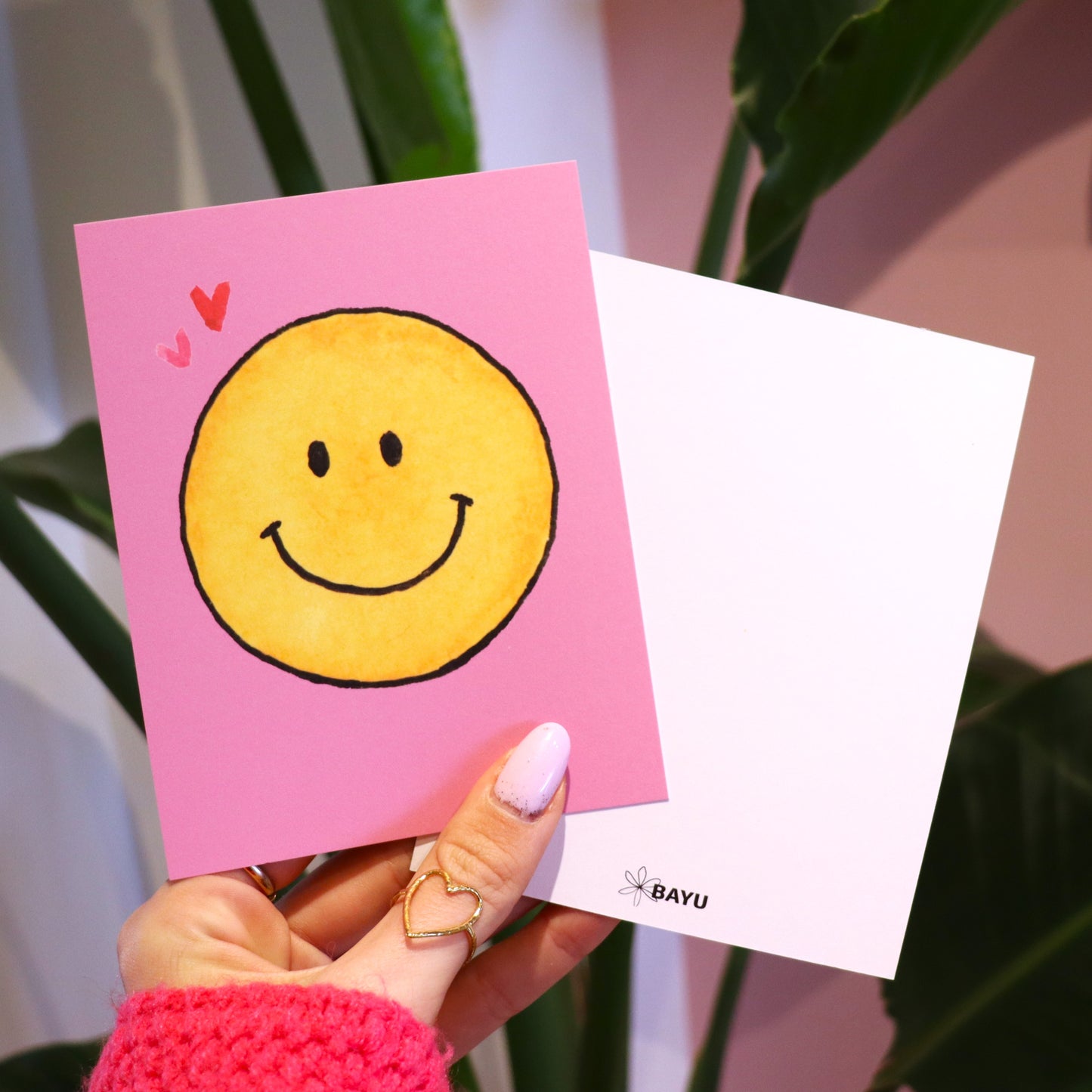 Kaart BAYU - roze met smiley