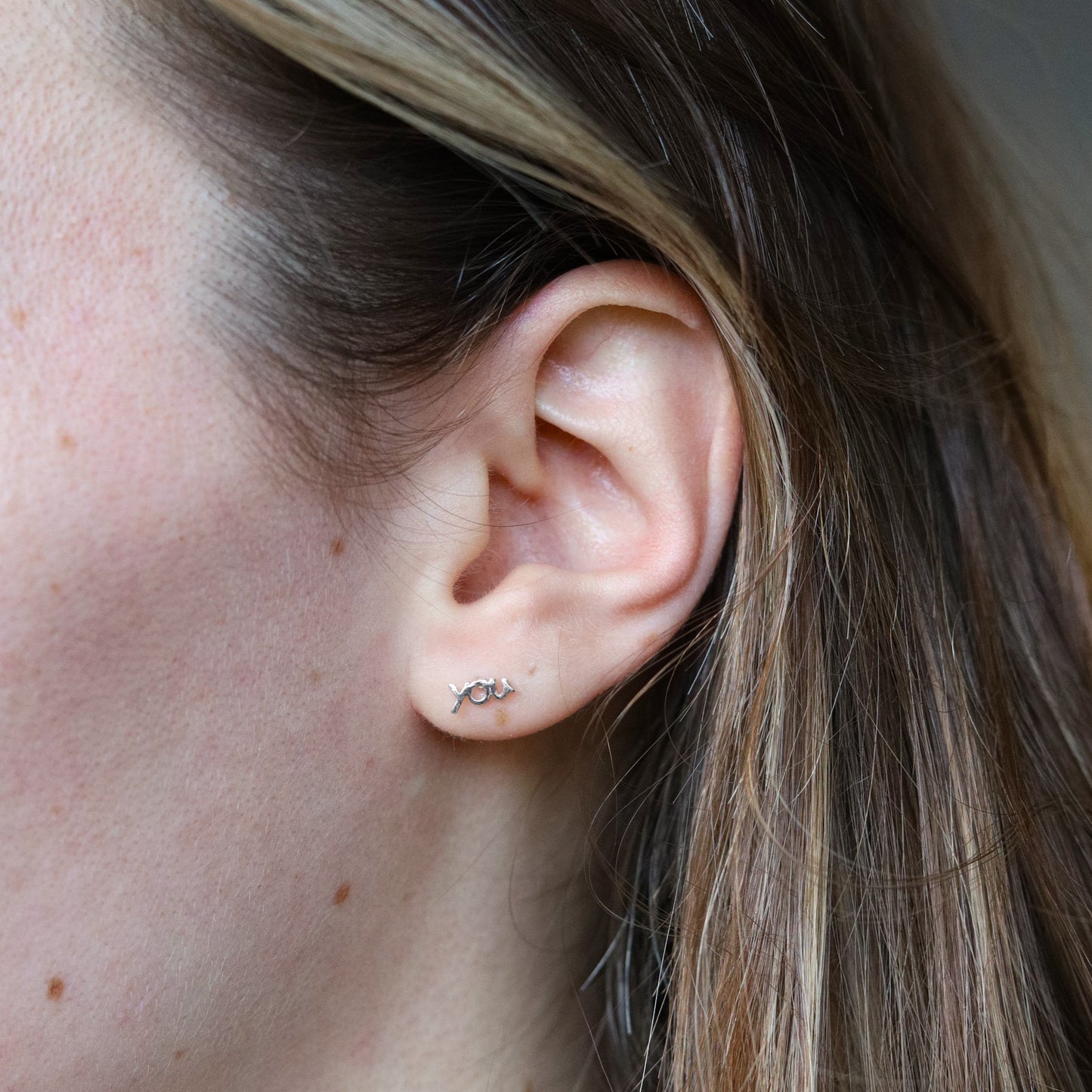 925 sterling silver stud earring YOU and me