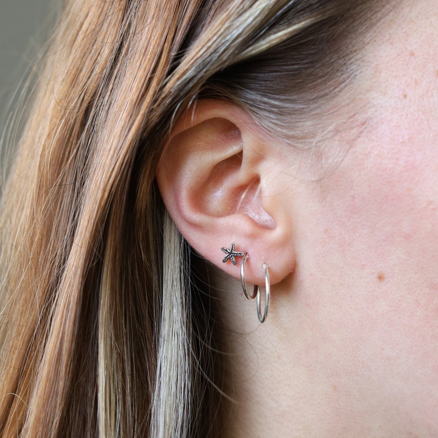 925 sterling silver starfish stud earrings