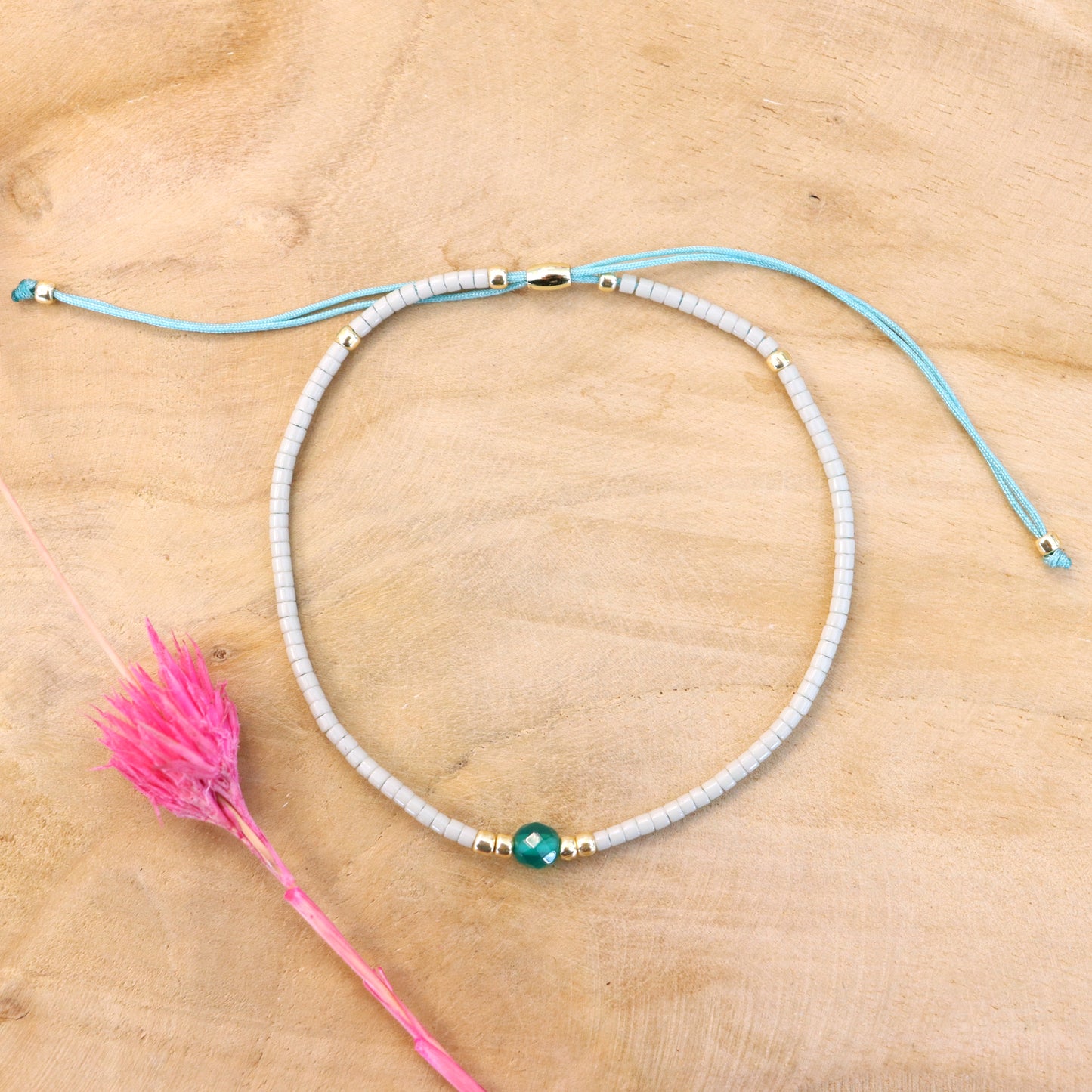 Delica Armband mit grünem Achat