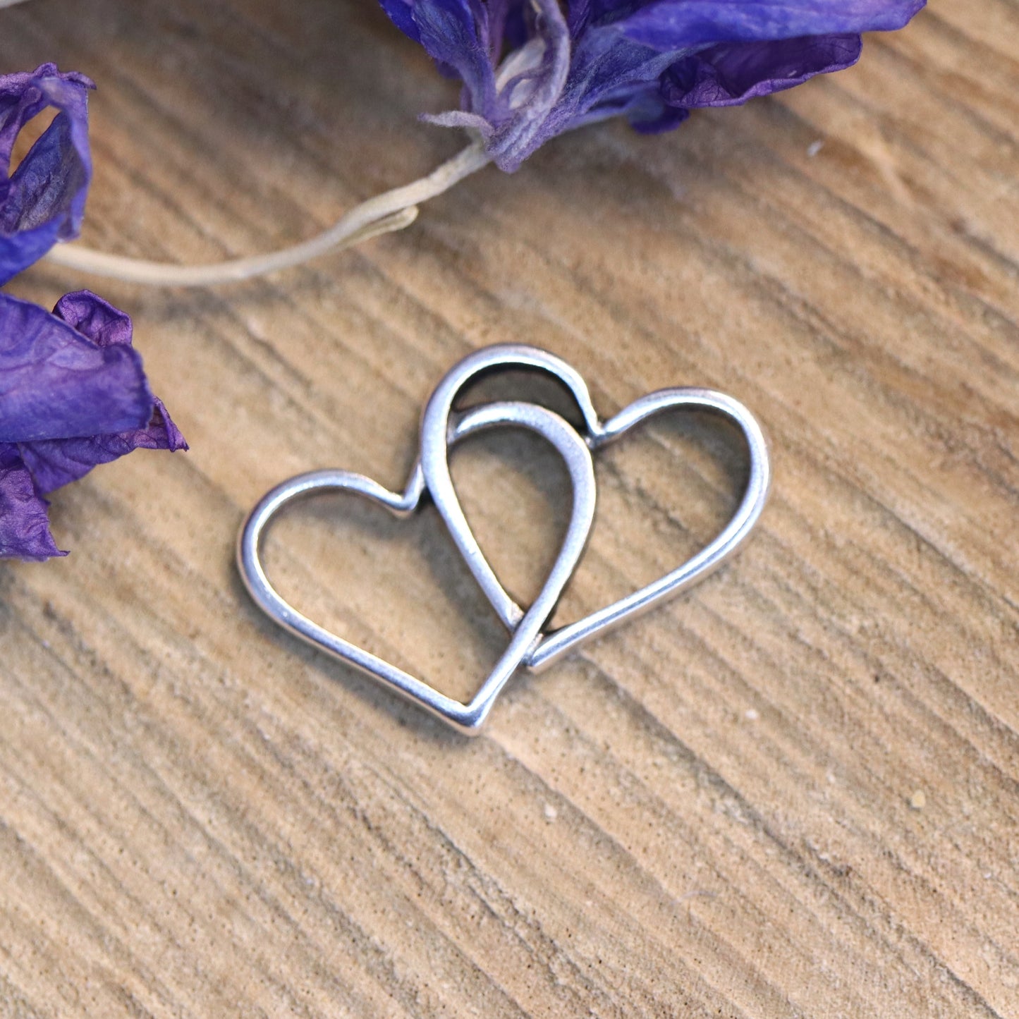 Interposer DQ silber zwei Herzen