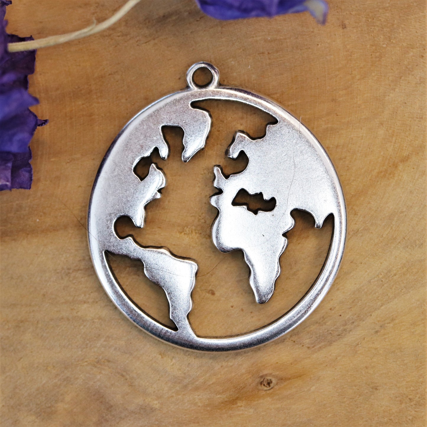 DQ Silber Globus Anhänger