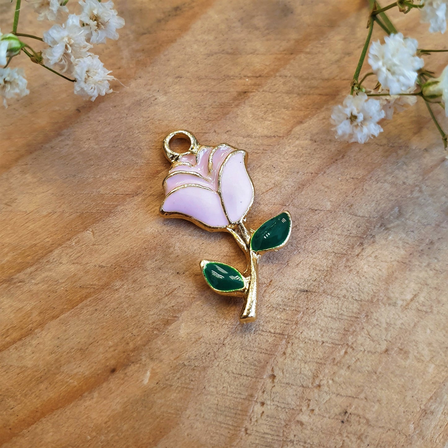 Enamel charm - pink rose gold