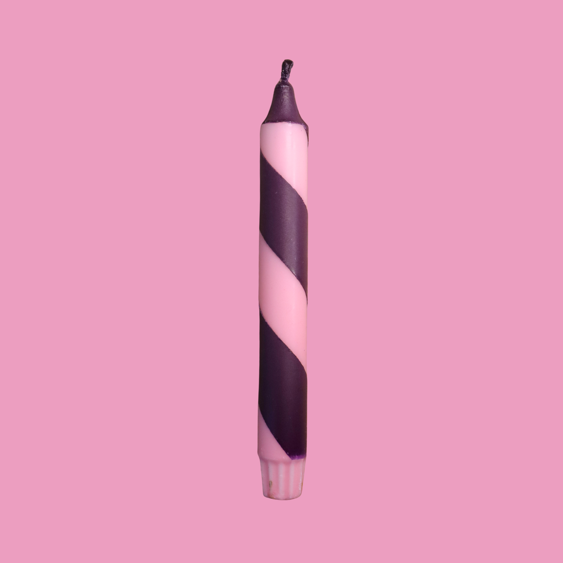 Handbemalte Kerze – gestreift, rosa/lila