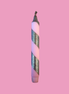 Handbeschilderde kaars - gestreept roze/groen