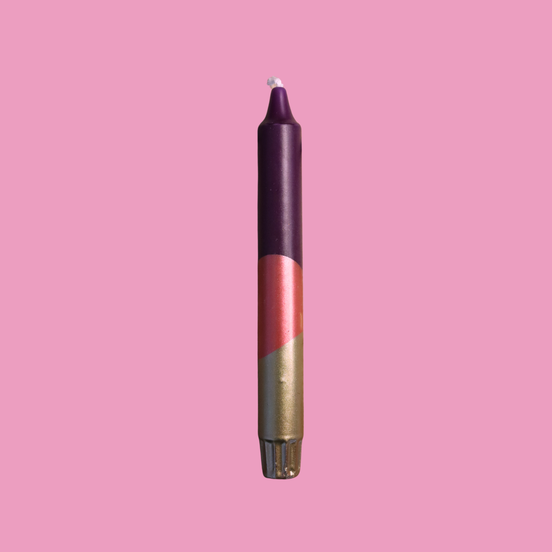 Handbeschilderde kaars - aubergine metallic