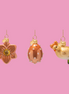 Purple ornaments Vondels - flower, egg and chick