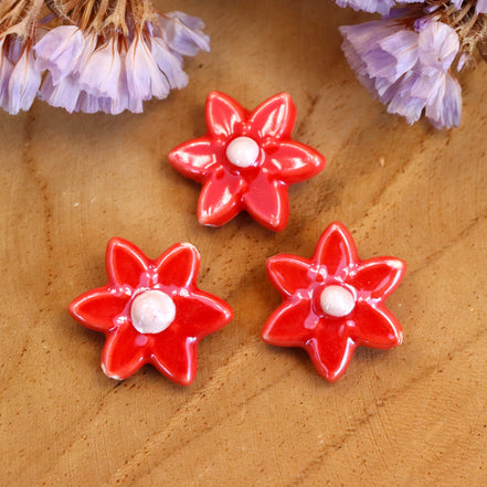 Kraal rood - Bloem porselein