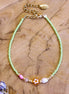 Bracelet green with orange flower