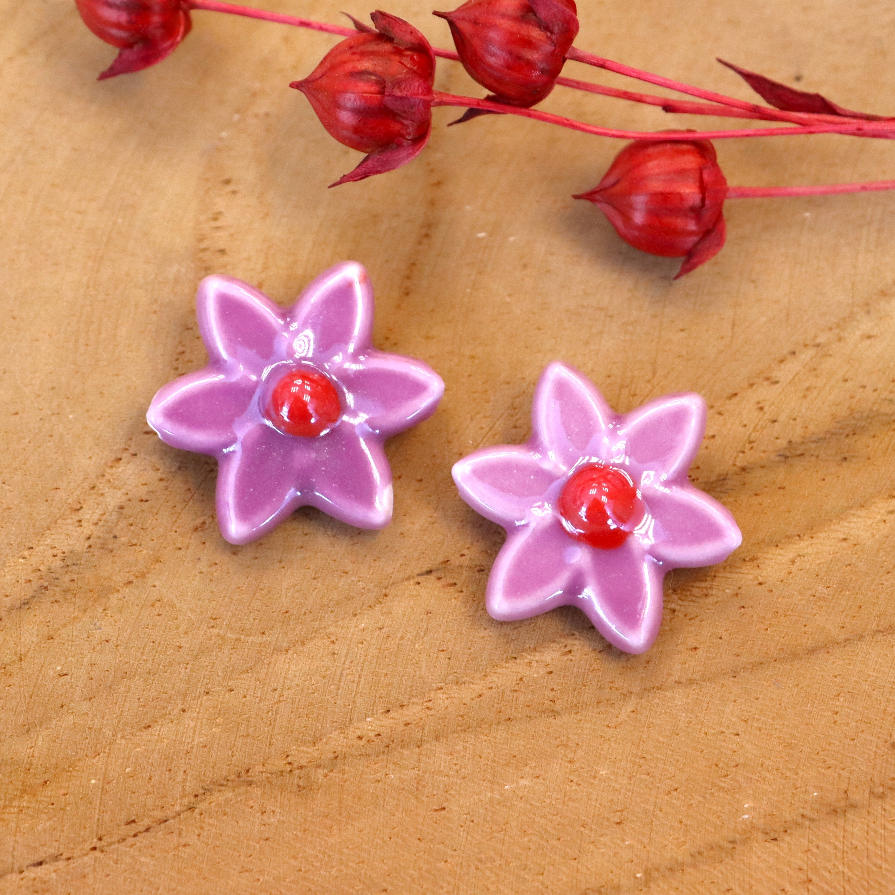 Kraal lila - Bloem porselein