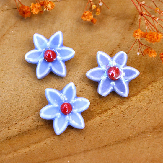 Kraal violetblauw - Bloem porselein