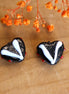 Bead black - ceramic heart with red decoration